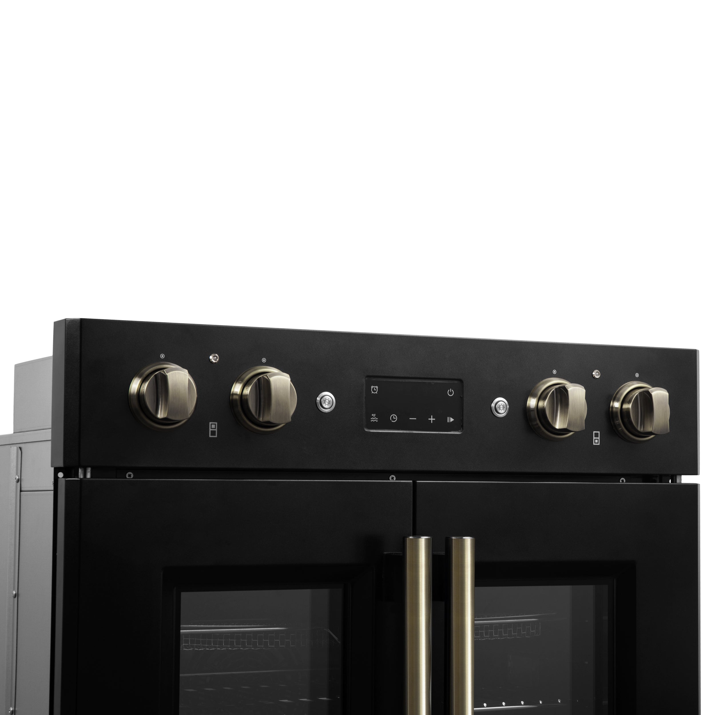 FORNO Asti 30-Inch Double Electric Wall Oven, 7.36 Cu. Ft., French Door, Air Fry, Self-Clean, Sous Vide, Black with Antique Brass Accents (FBOEL1340-30BLK)