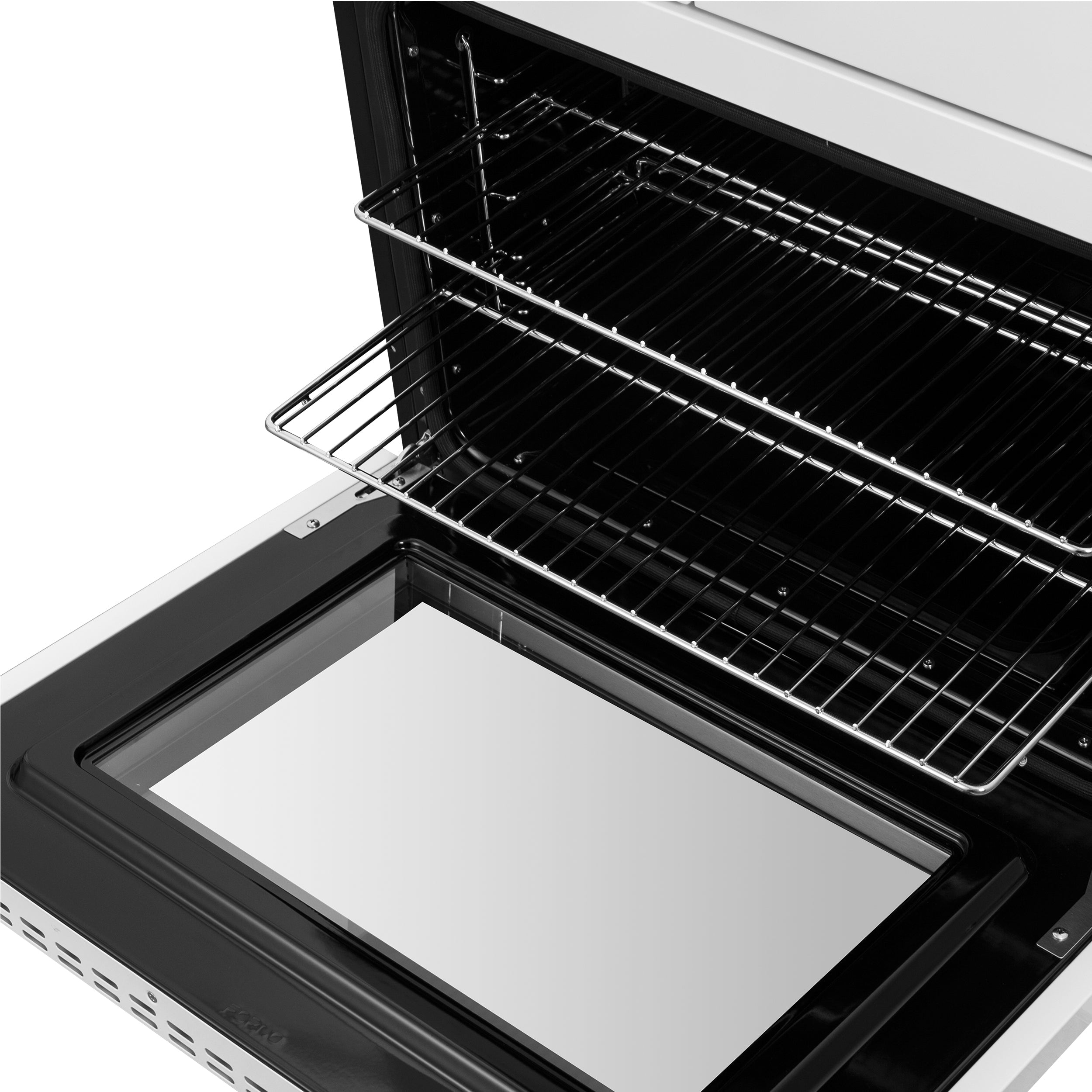 FORNO Asti 30-Inch French Door Double Electric Wall Oven, 7.36 cu. ft., Air Fry, Self-Clean, Sous Vide, White with Antique Brass Accents (FBOEL1340-30WHT)