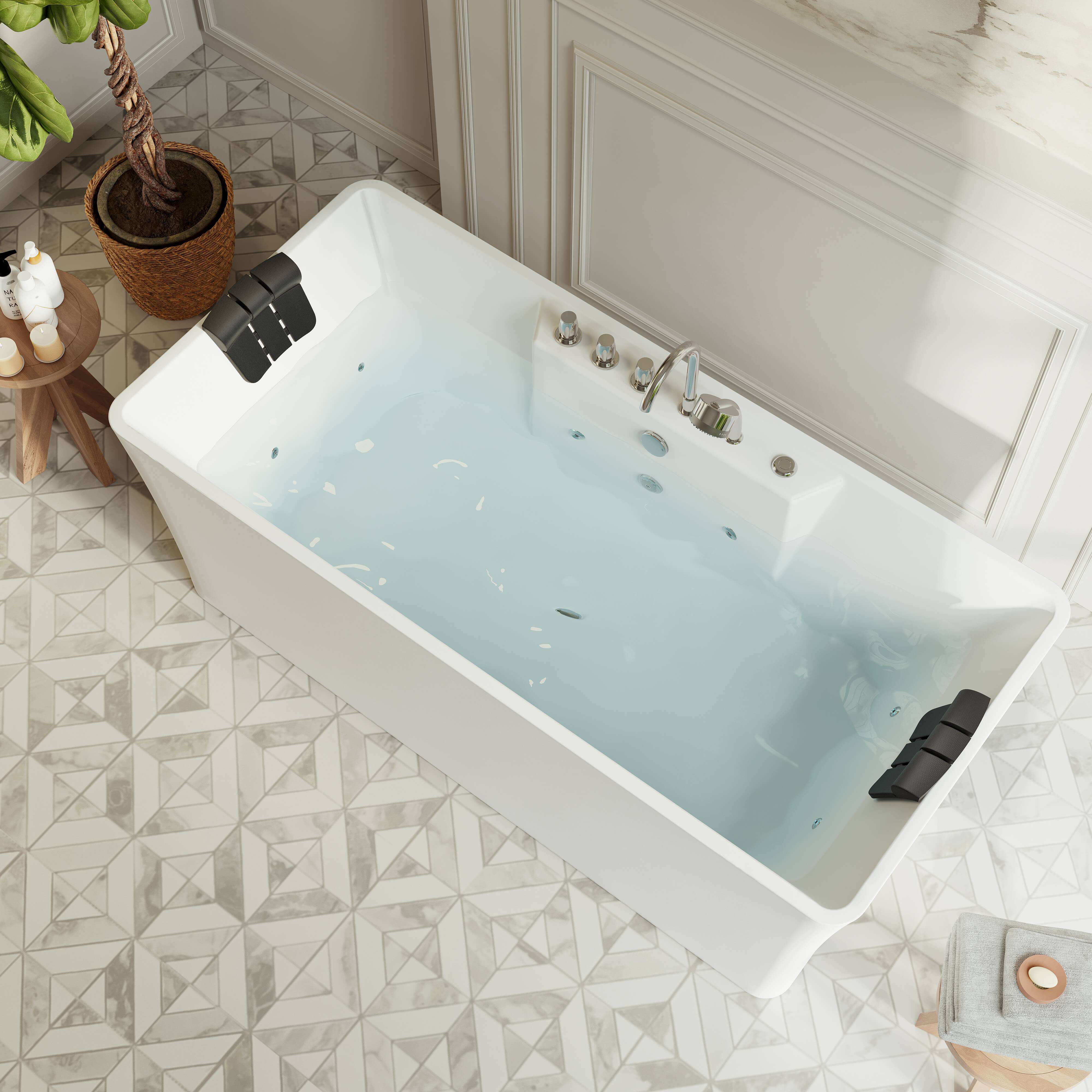 Empava 59-Inch Whirlpool Freestanding Acrylic Bathtub (EMPV-59AIS15)