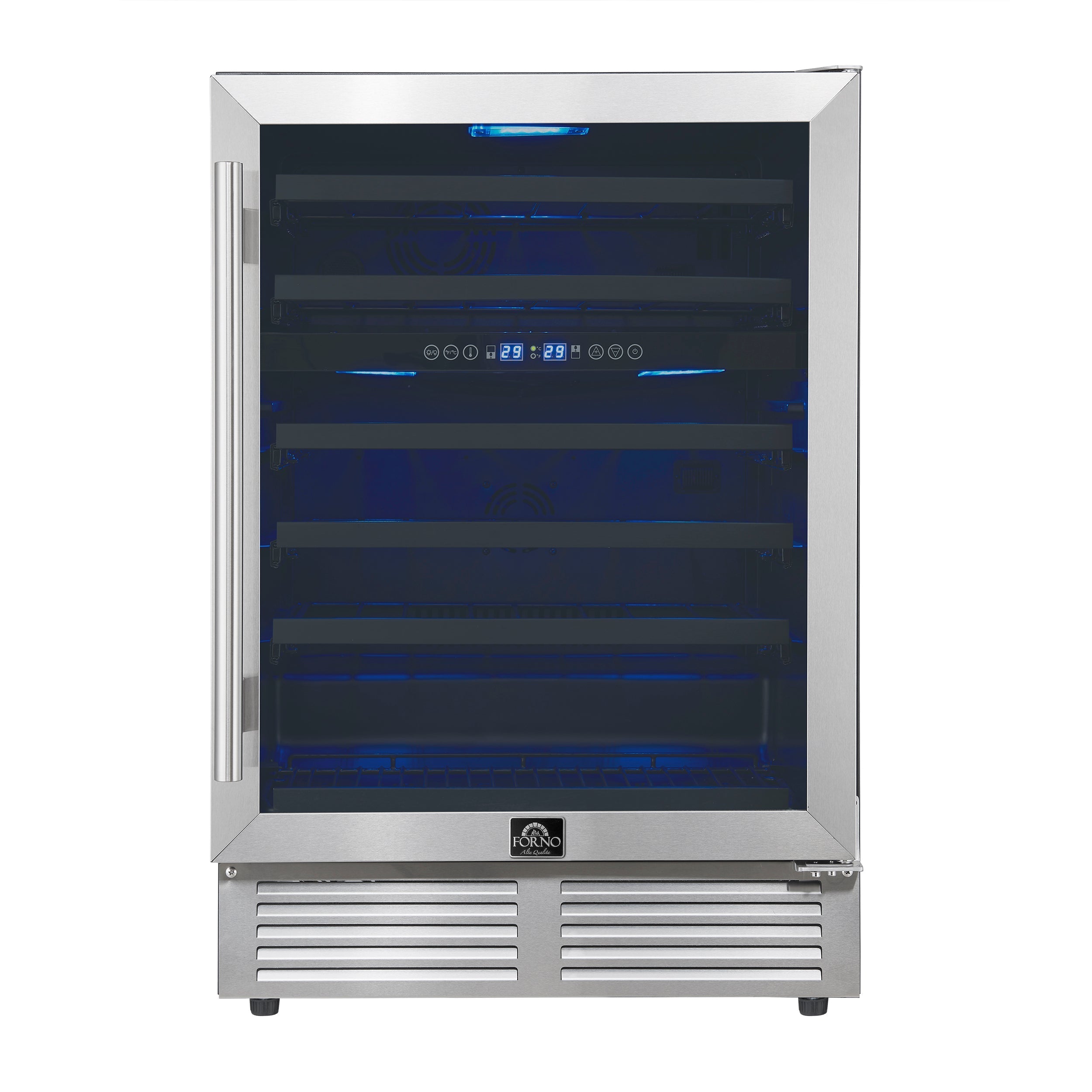 FORNO Bacchino 24-Inch Dual Zone Wine Cooler, 51-Bottle Capacity, Triple-Glass Door, Stainless Steel (FWCDR6634-24S)
