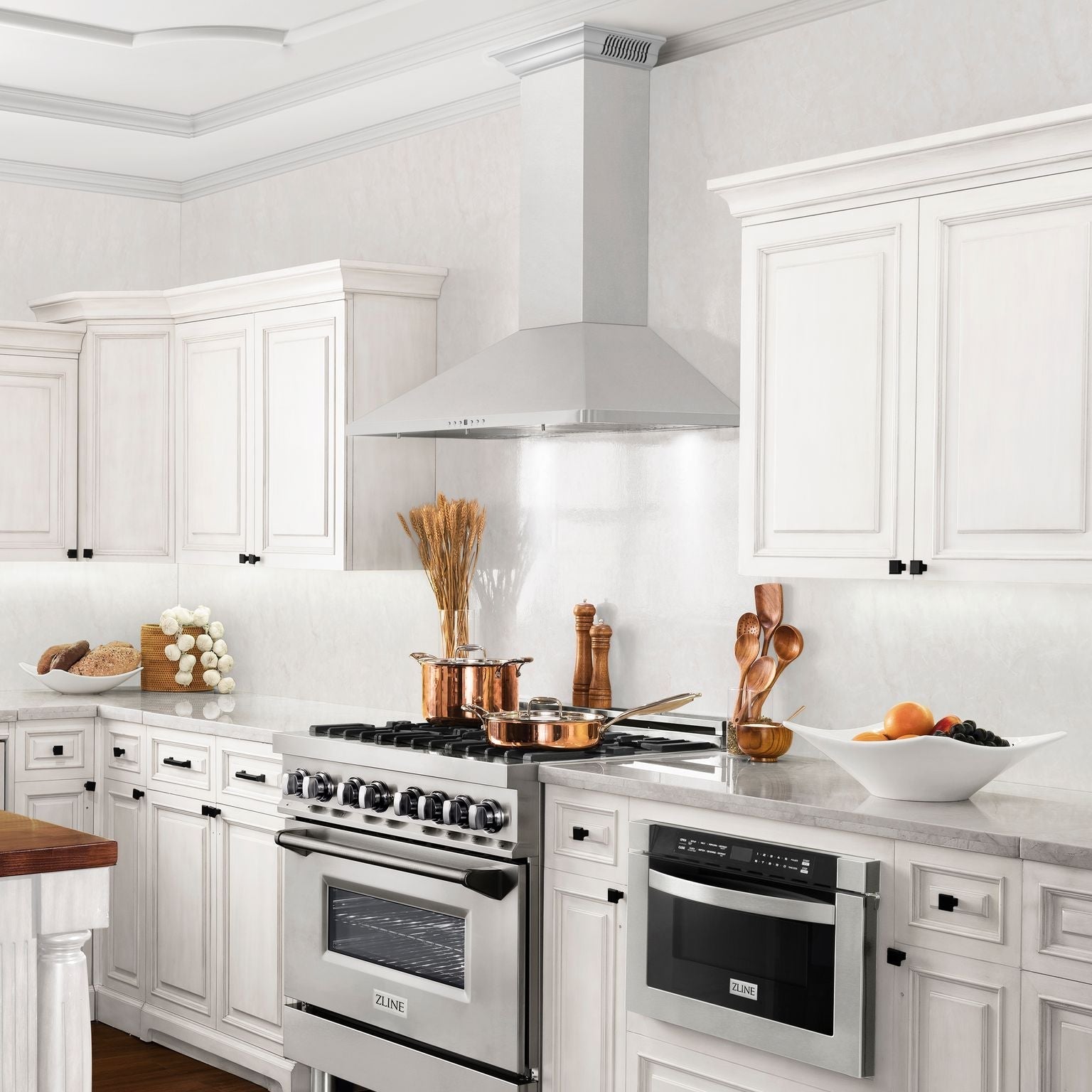 ZLINE 30 in. Wall Mount Range Hood, Stainless Steel, 400 CFM, CrownSound Bluetooth Speakers (KF1CRN-BT-30)