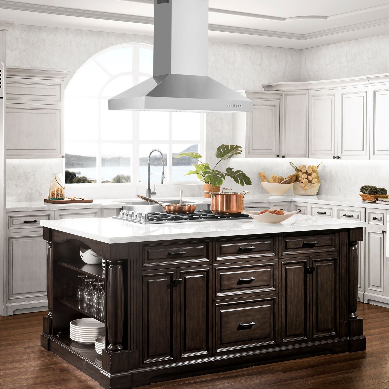 ZLINE 30 in. Island Mount Range Hood Convertible Stainless Steel 400 CFM (KL3i-30)
