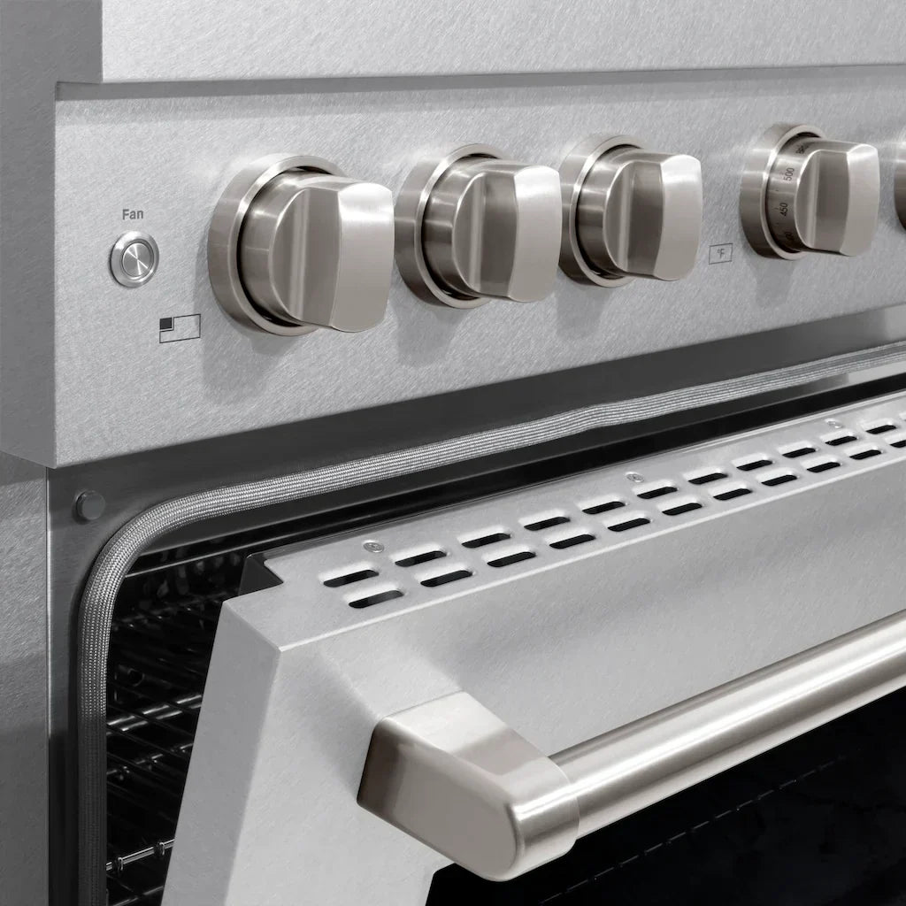 ZLINE 36 in. 5.2 cu. ft. Paramount Gas Range with 6 Burner Gas Cooktop and Convection Gas Oven in Satin Stainless Steel (SGRS-36)