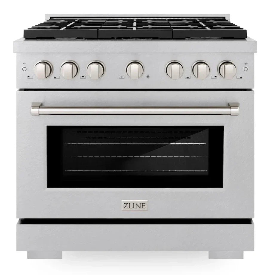ZLINE 36 in. 5.2 cu. ft. Paramount Gas Range with 6 Burner Gas Cooktop and Convection Gas Oven in Satin Stainless Steel (SGRS-36)