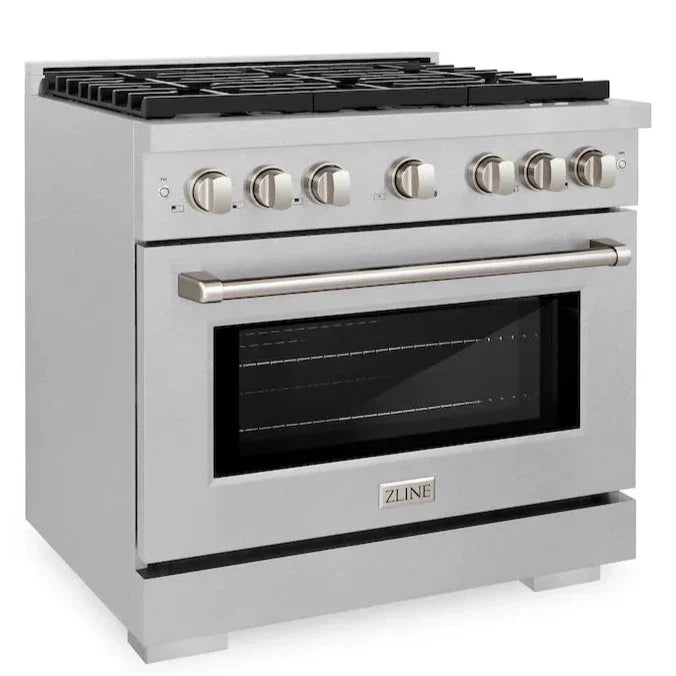 ZLINE 36 in. 5.2 cu. ft. Paramount Gas Range with 6 Burner Gas Cooktop and Convection Gas Oven in Satin Stainless Steel (SGRS-36)
