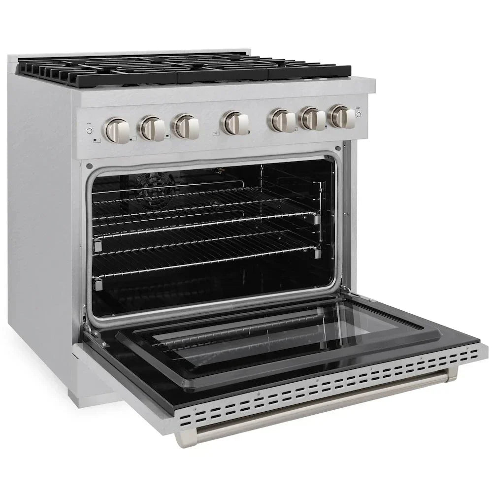 ZLINE 36 in. 5.2 cu. ft. Paramount Gas Range with 6 Burner Gas Cooktop and Convection Gas Oven in Satin Stainless Steel (SGRS-36)