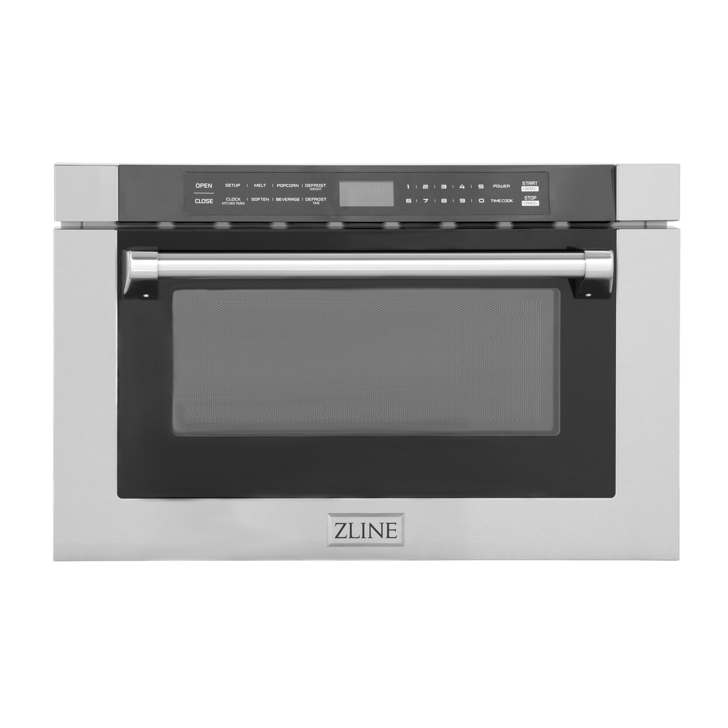 ZLINE 24 In. 1.2 cu. ft. Built-in Microwave Drawer with a Traditional Handle in Stainless Steel, MWD-1-H