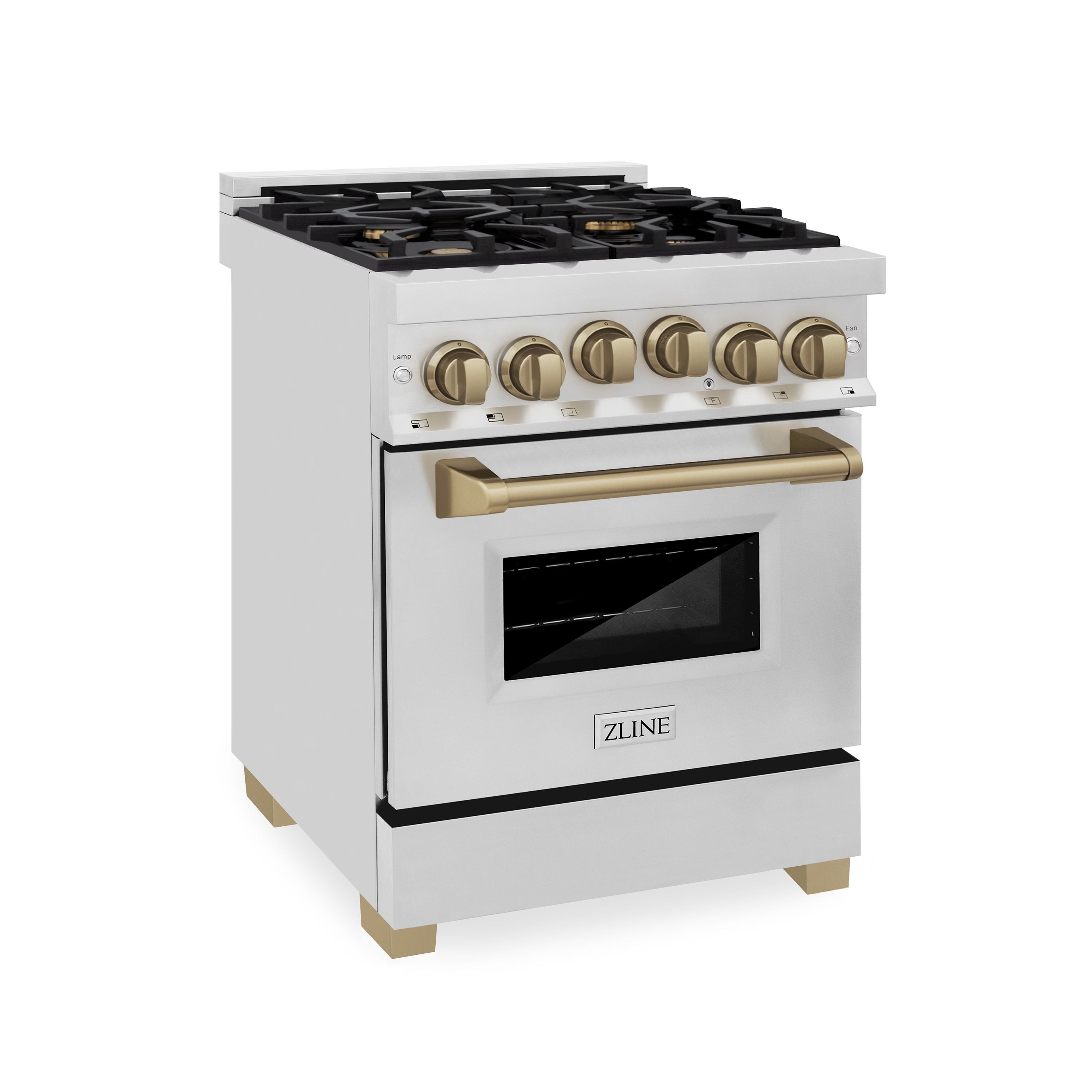 ZLINE Autograph Edition 24 in. Dual Fuel Range 2.8 cu. ft. Stainless Steel with Champagne Bronze Accents (RAZ-24-CB)