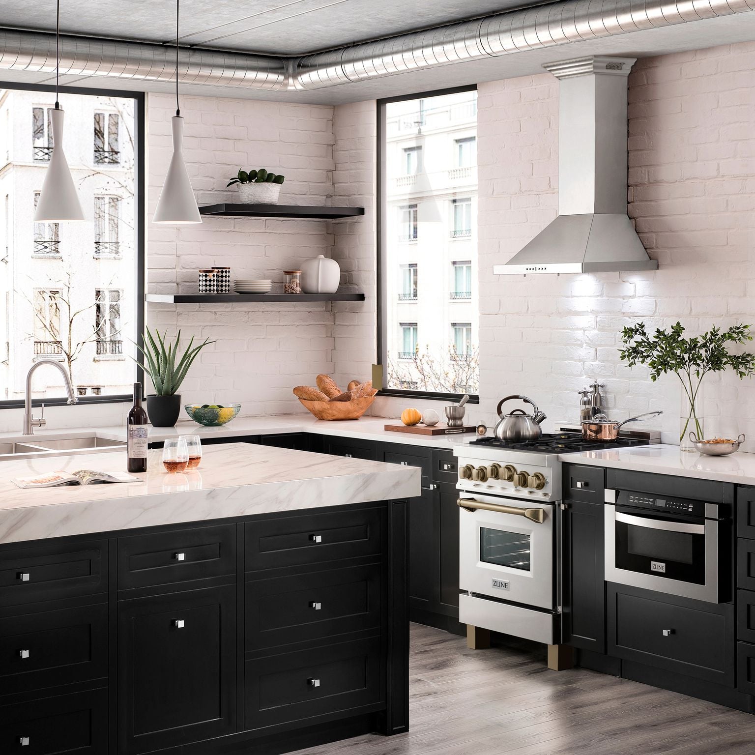 ZLINE Autograph Edition 24 in. Dual Fuel Range 2.8 cu. ft. Stainless Steel with Champagne Bronze Accents (RAZ-24-CB)