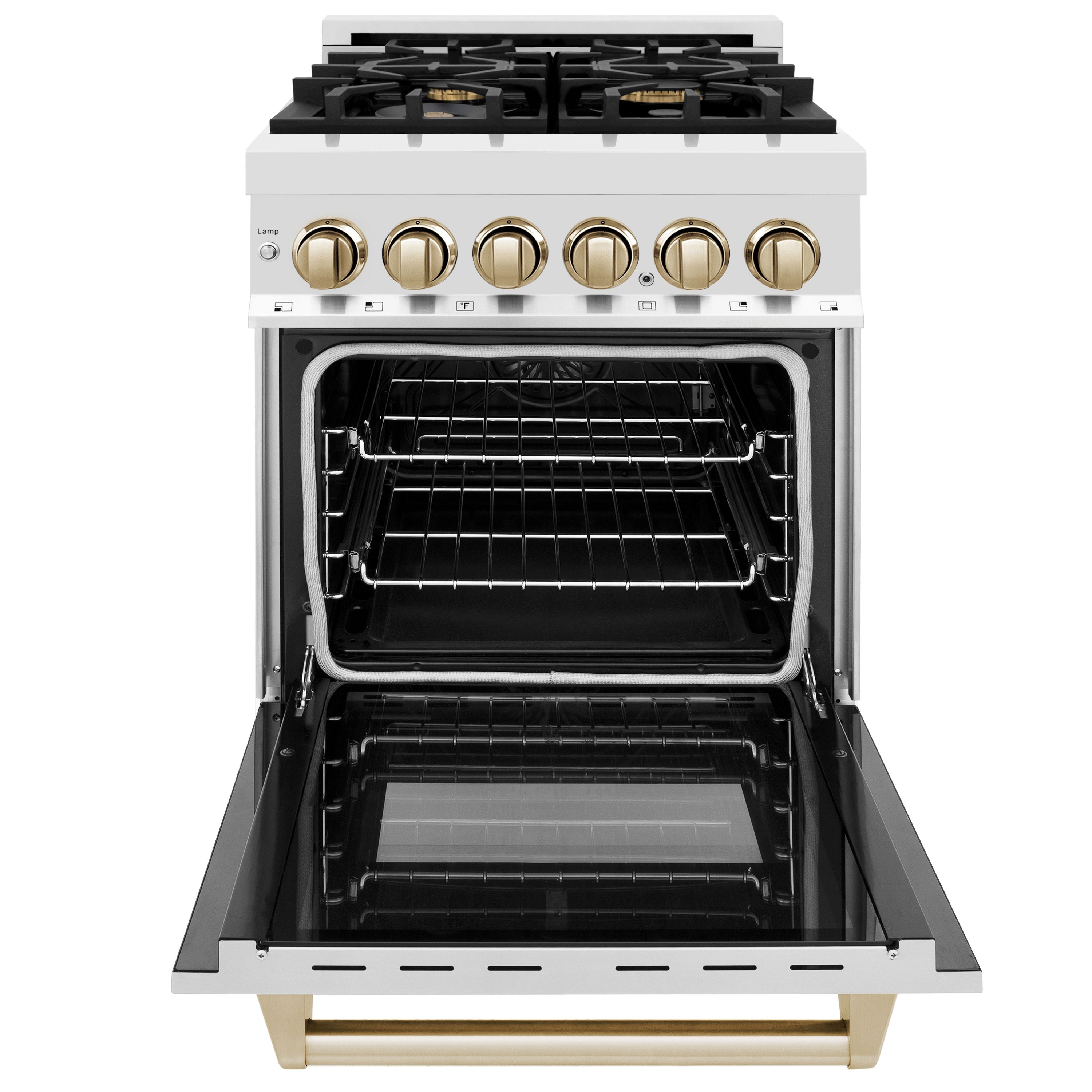 ZLINE Autograph 24 in. Dual Fuel Range 2.8 cu. ft. Stainless Steel with Gold Accents (RAZ-24-G)