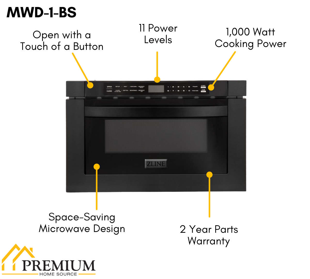 ZLINE Appliance Package - 48 in. Gas Range, Range Hood, Microwave Drawer in Black, 3KP-SGRBRH48-MW