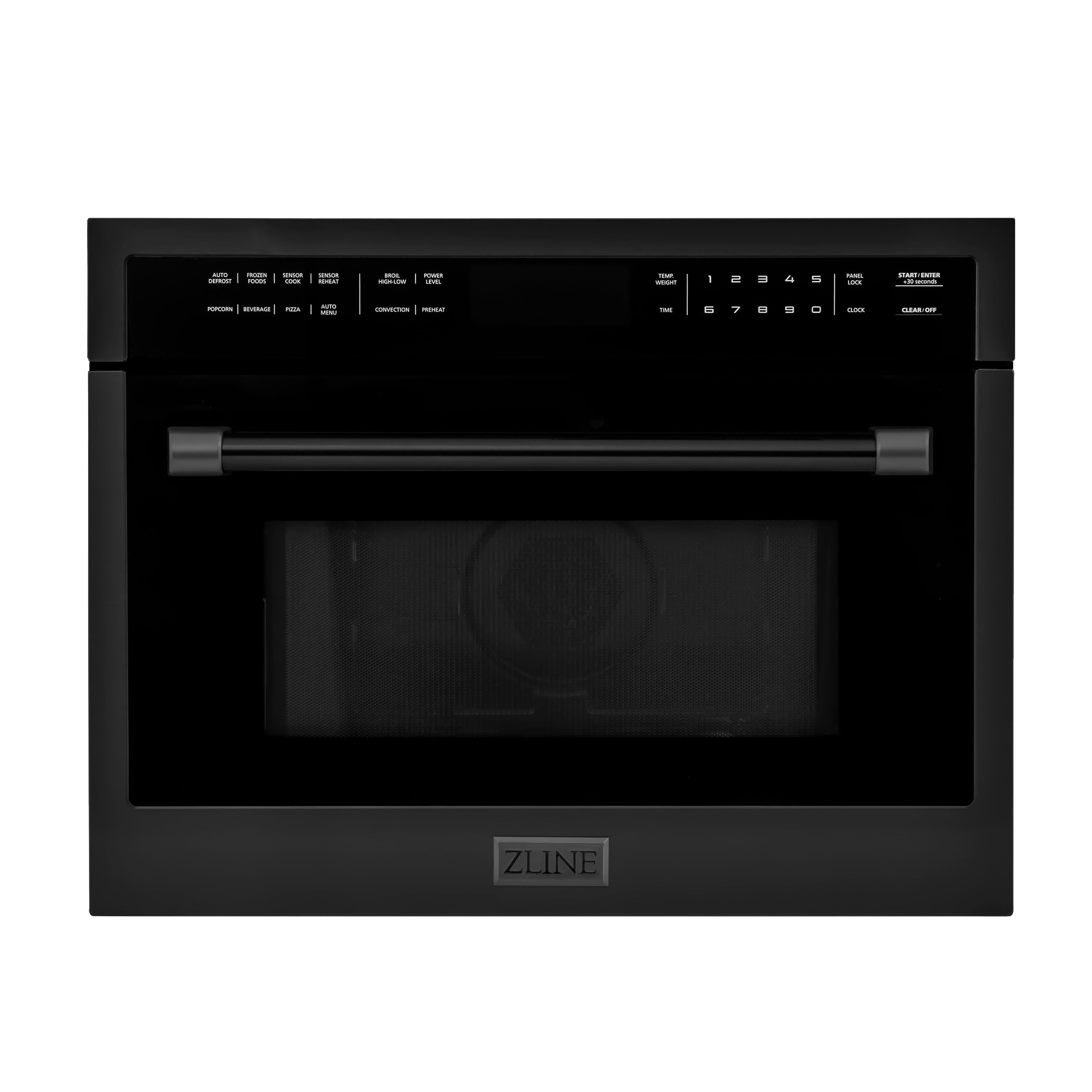 ZLINE Appliance Package - 36 in. Gas Range, Range Hood, Microwave Oven - Black Stainless Steel, 3KP-RBGRH36-MO