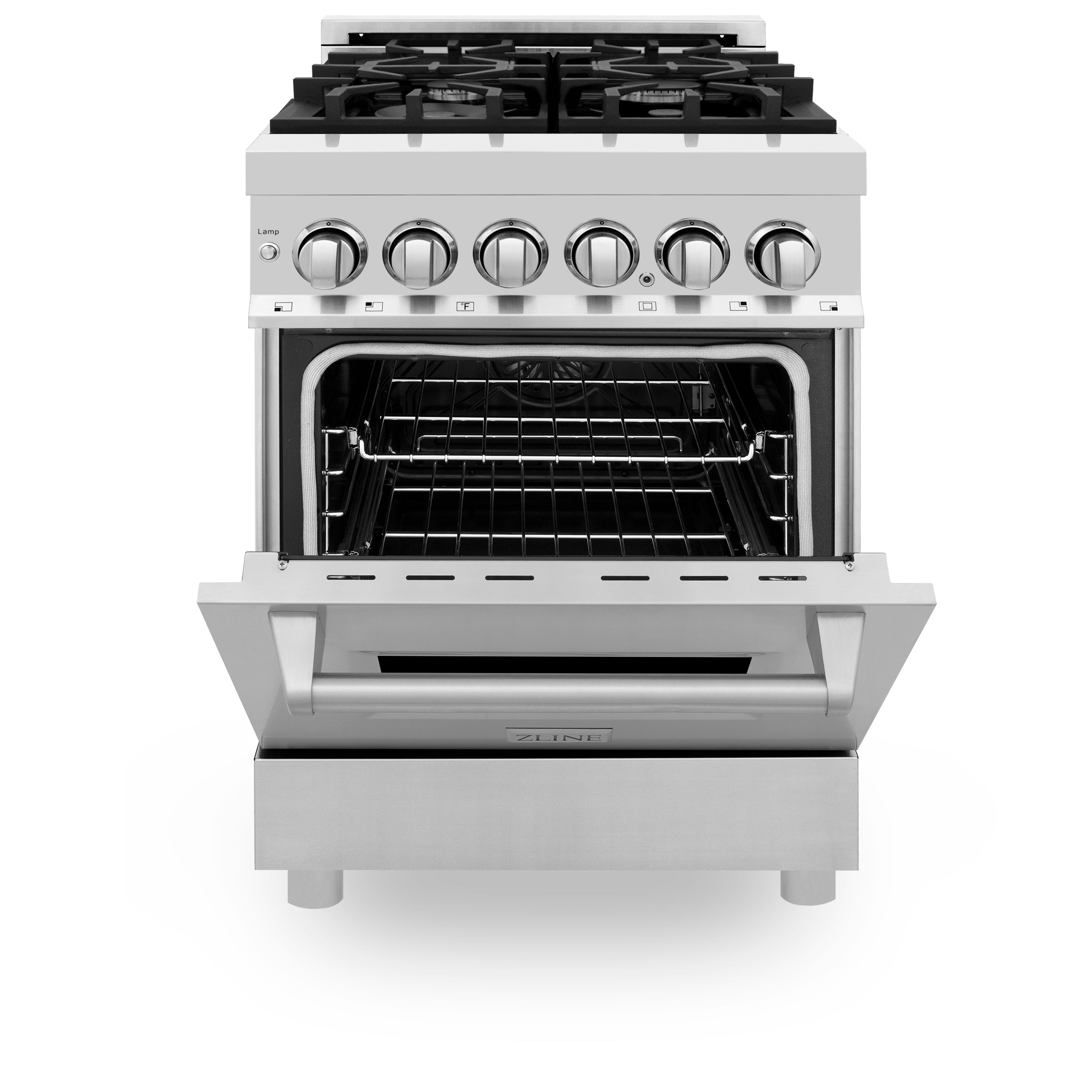 ZLINE 24 in. Dual Fuel Freestanding Range with Gas Burners and Electric Oven in Stainless Steel (RA24)