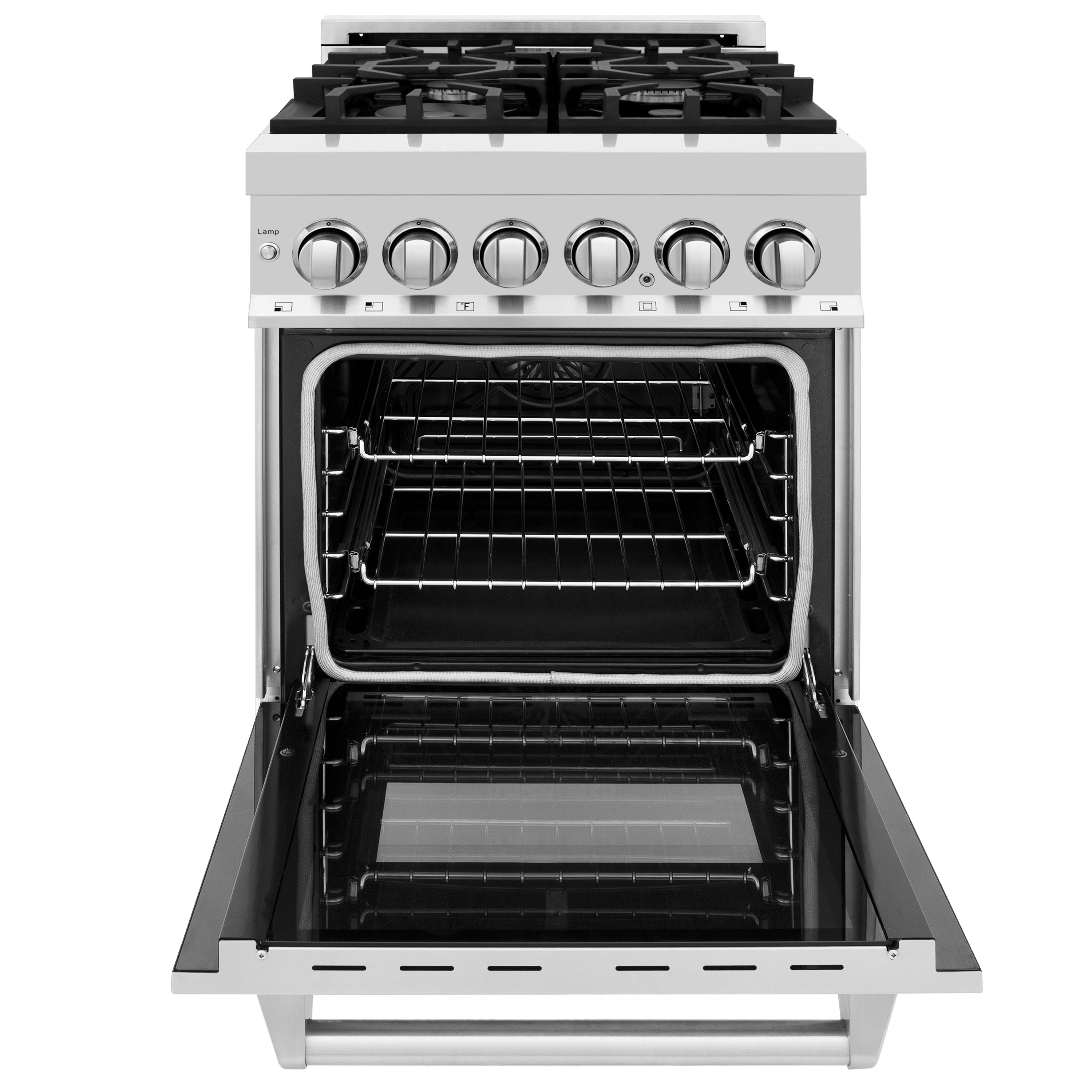 ZLINE 24 in. Dual Fuel Freestanding Range with Gas Burners and Electric Oven in Stainless Steel (RA24)