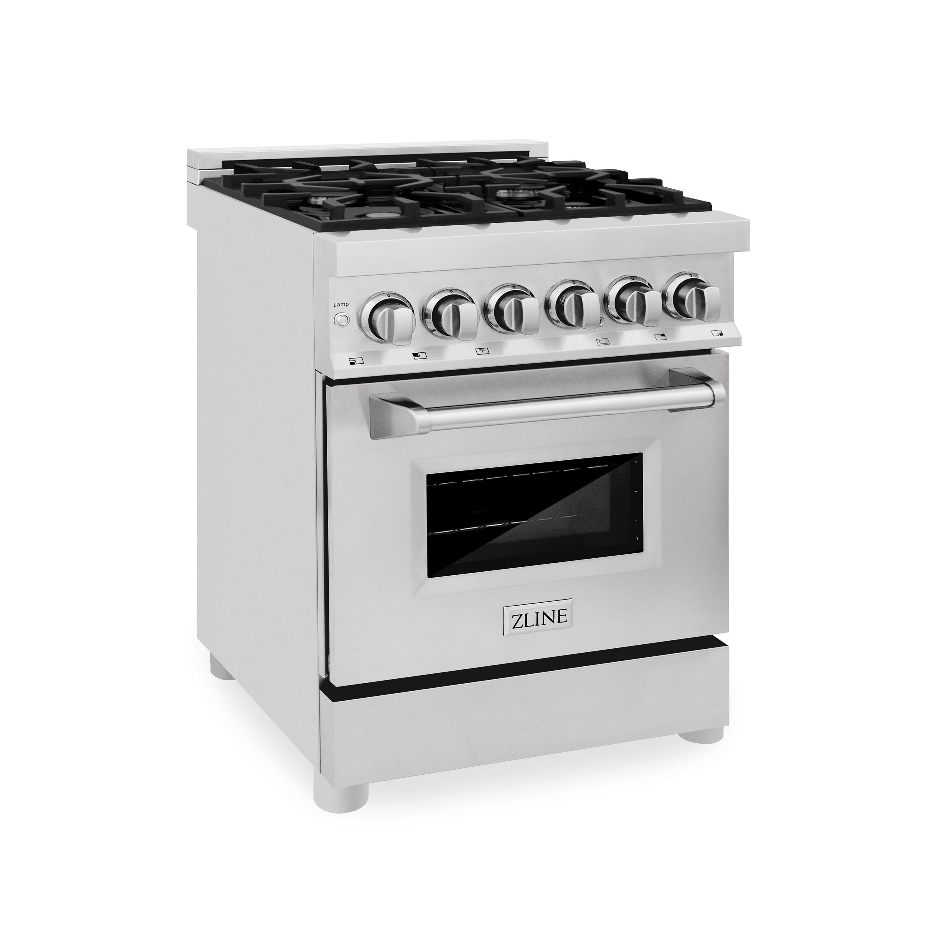 ZLINE 24 in. Dual Fuel Freestanding Range with Gas Burners and Electric Oven in Stainless Steel (RA24)