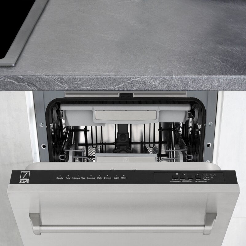 ZLINE 24-Inch Top Control Tall Dishwasher, Stainless Steel, 3rd Rack, Model DWV-304-24