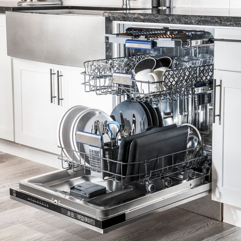 ZLINE 24" Tallac Series 3rd Rack Tall Tub Dishwasher with Satin Stainless Steel Panel and Stainless Steel Tub, 51dBa, DWV-SN-24