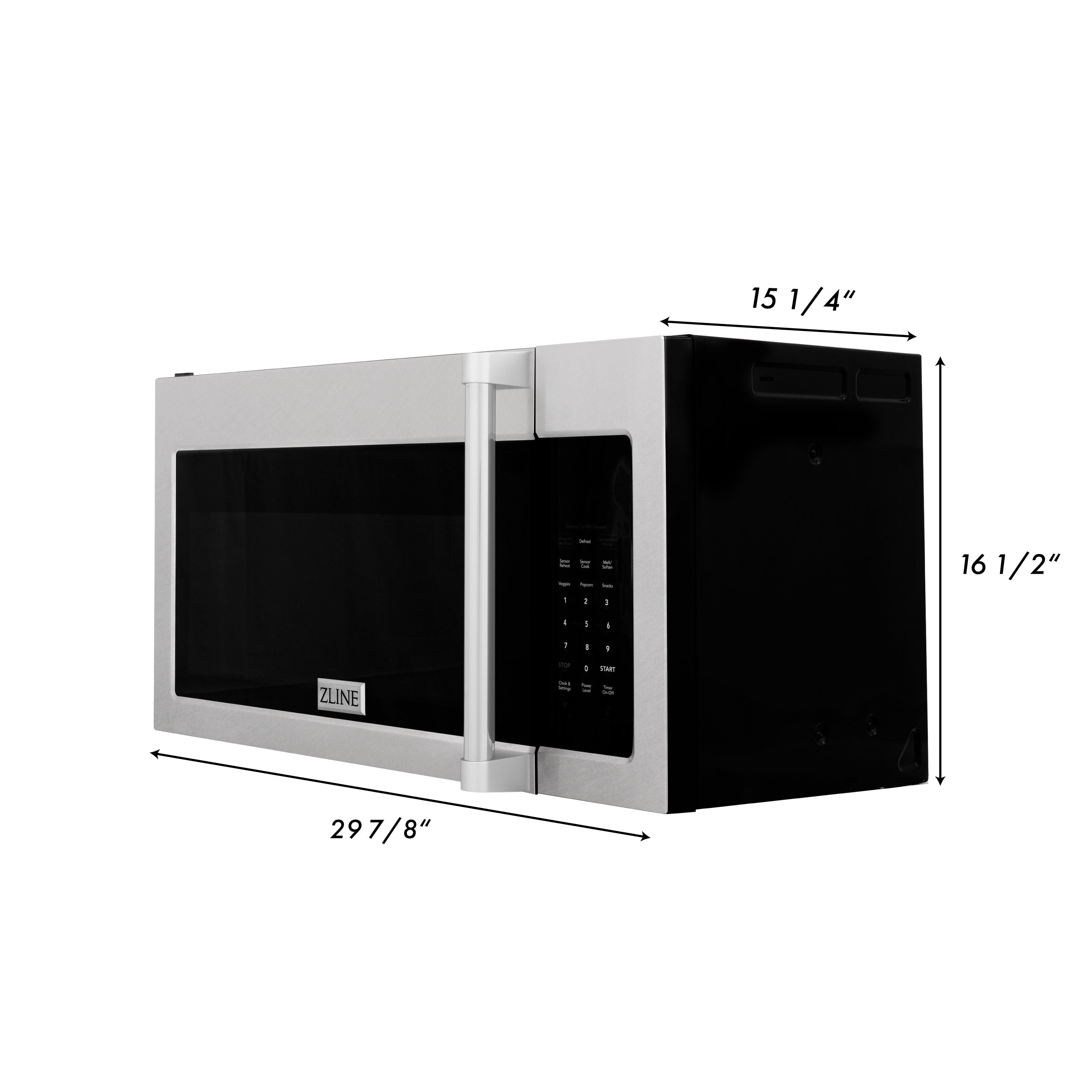 ZLINE 30" 1.5 cu. ft. Over-The-Range Convection Microwave Oven in Satin Stainless Steel with Traditional Handle and Sensor Cooking, MWO-OTR-H-30-SS