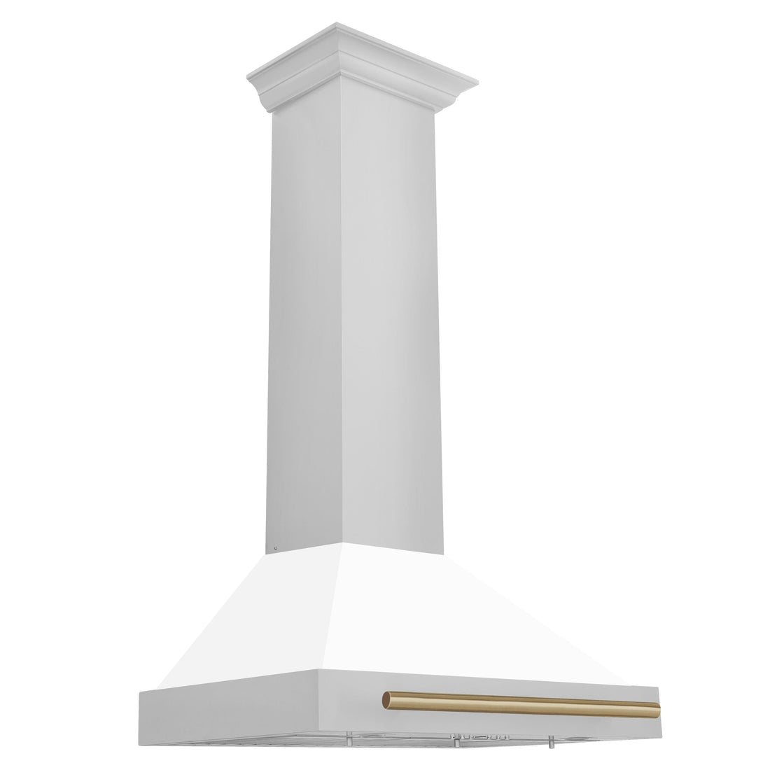 ZLINE 30-Inch Wall Mount Range Hood Stainless Steel White Matte Shell Champagne Bronze Accents 400 CFM (KB4STZ-WM30-CB)