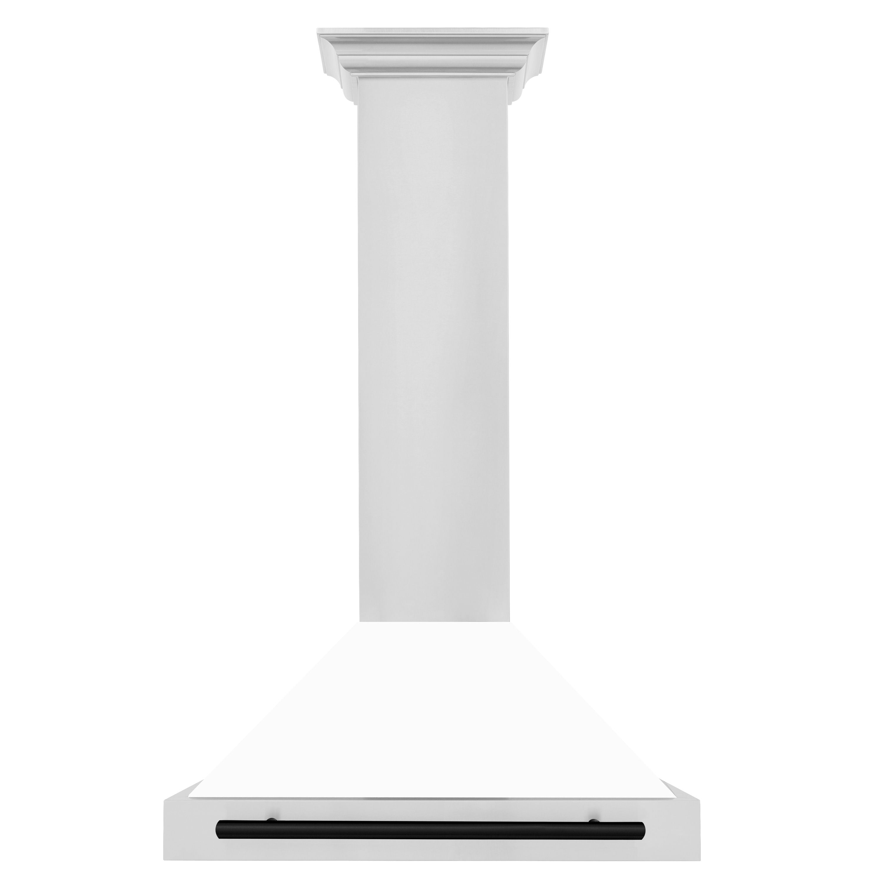 ZLINE 30 in Wall Mount Range Hood Stainless Steel Autograph Edition White Matte Shell Matte Black Accents 400 CFM (KB4STZ-WM30-MB)