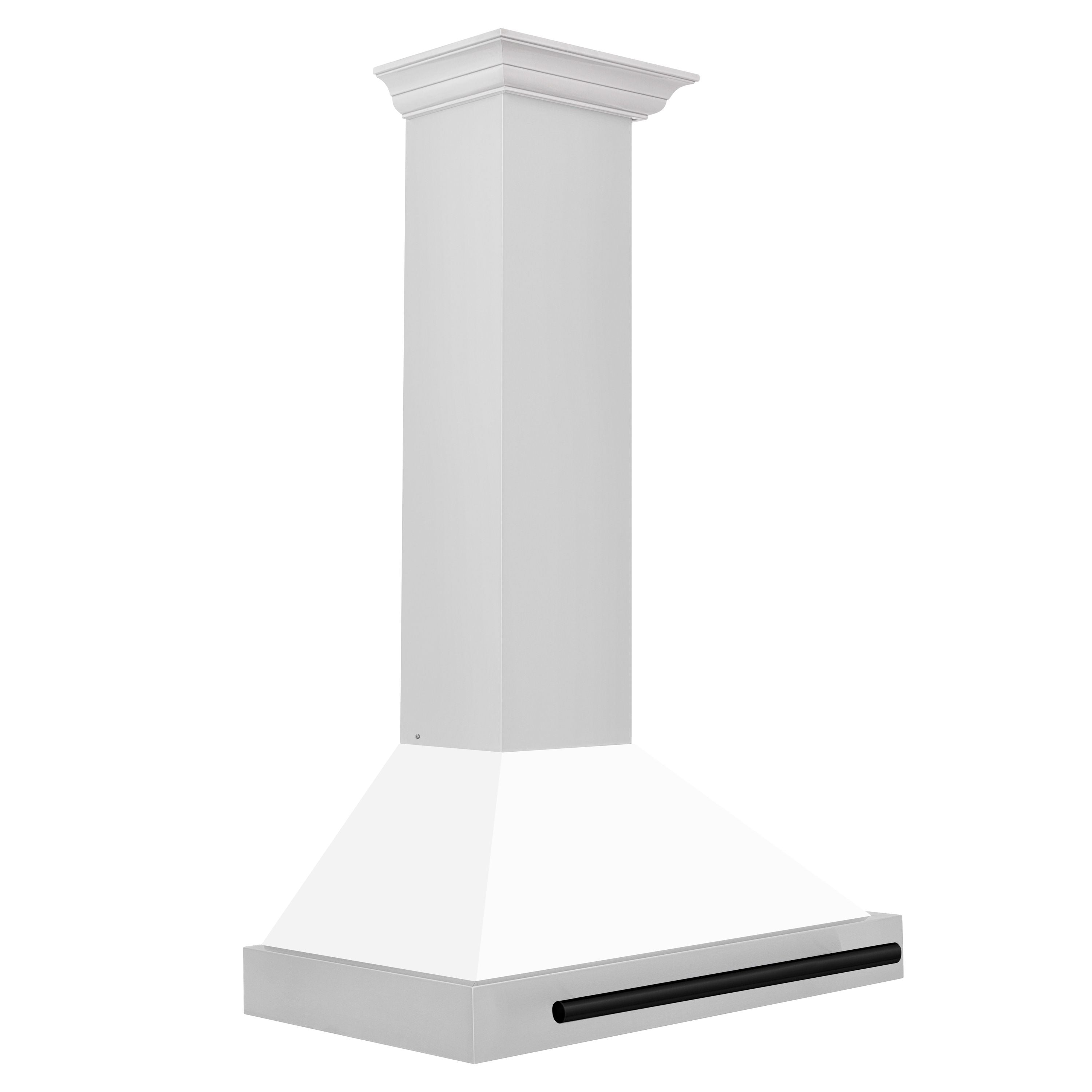ZLINE 30 in Wall Mount Range Hood Stainless Steel Autograph Edition White Matte Shell Matte Black Accents 400 CFM (KB4STZ-WM30-MB)