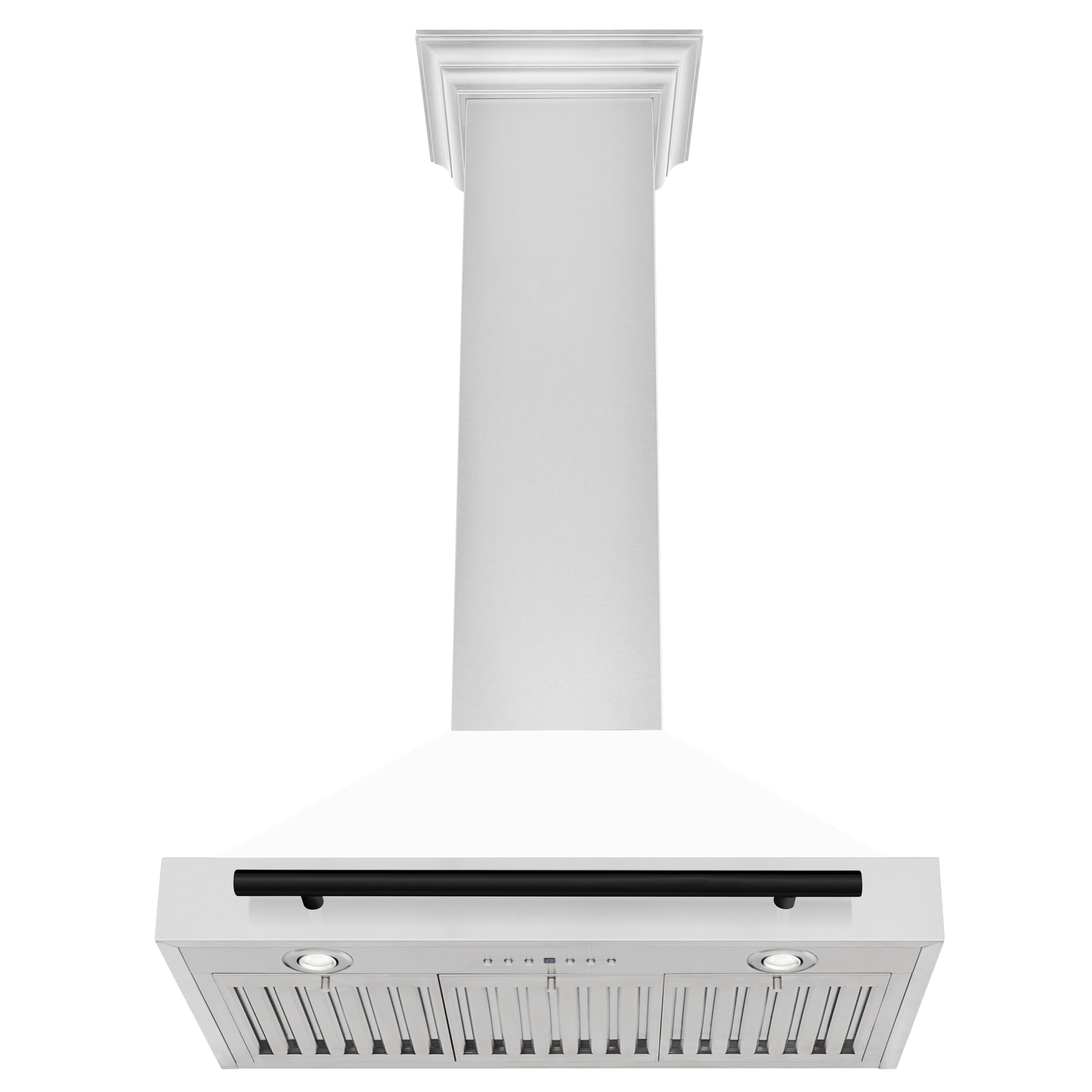 ZLINE 30 in Wall Mount Range Hood Stainless Steel Autograph Edition White Matte Shell Matte Black Accents 400 CFM (KB4STZ-WM30-MB)