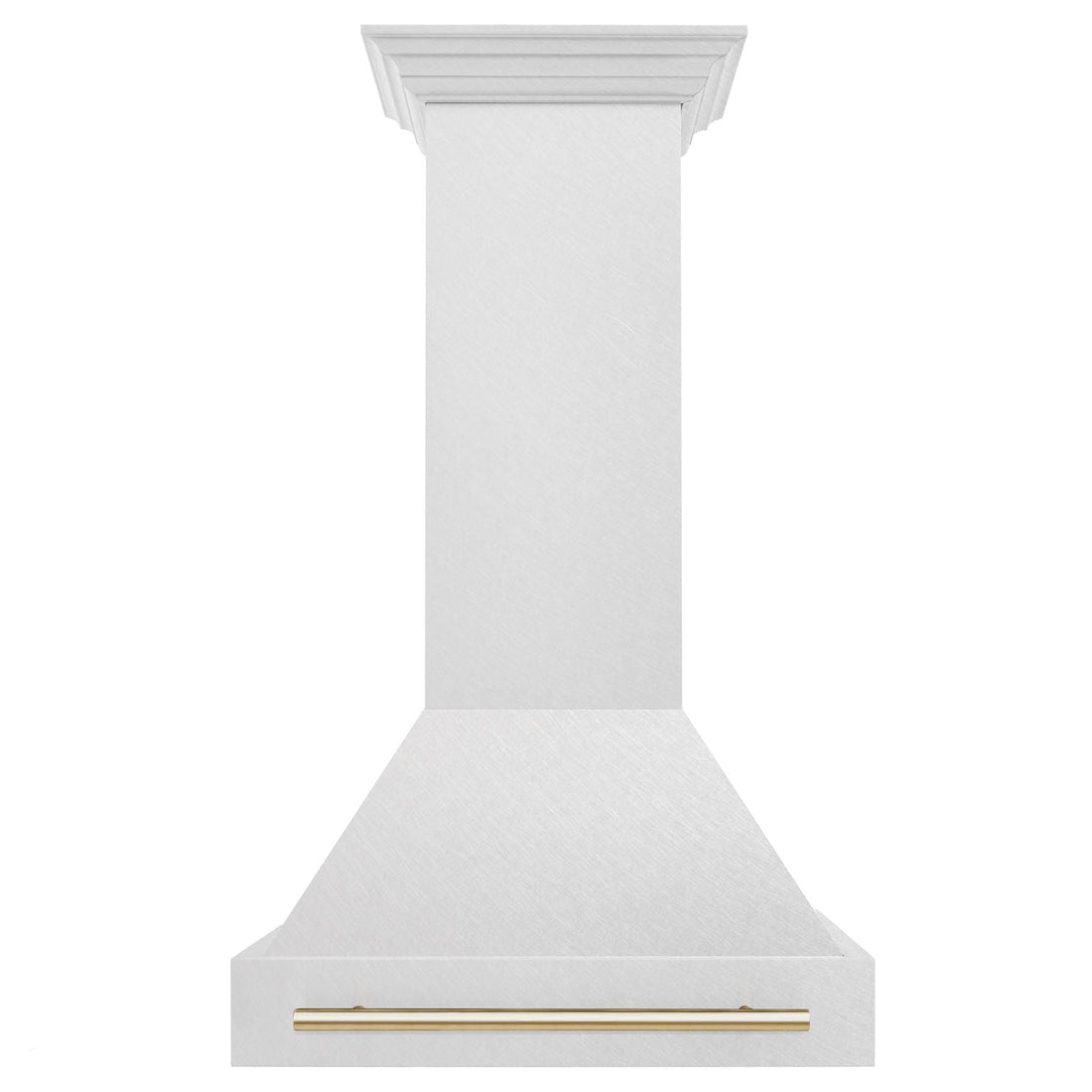ZLINE 30 in. Wall Mount Range Hood Satin Stainless Steel 700 CFM Polished Gold Handle (8654SNZ-30-G)