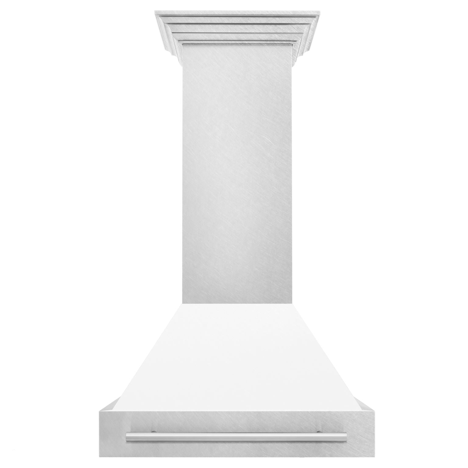 ZLINE 30 in. Wall Mount Range Hood Satin Stainless Steel White Matte Shell 400 CFM LED Lighting (8654SNX-WM-30)