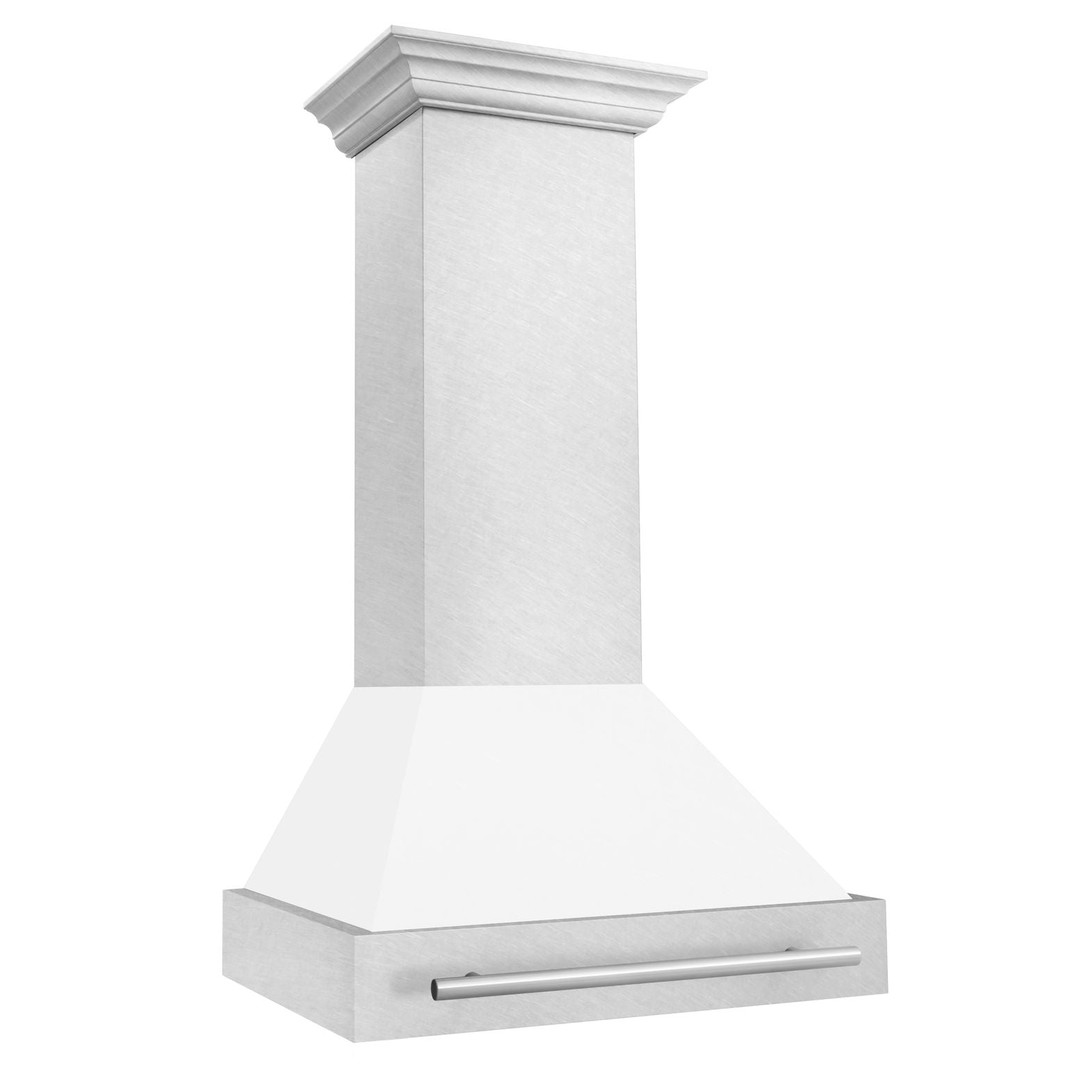 ZLINE 30 in. Wall Mount Range Hood Satin Stainless Steel White Matte Shell 400 CFM LED Lighting (8654SNX-WM-30)