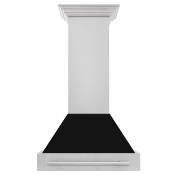 ZLINE 30 Inch Wall Mount Range Hood 400 CFM Stainless Steel Black Matte Shell Stainless Steel Handle (8654STX-BLM-30)