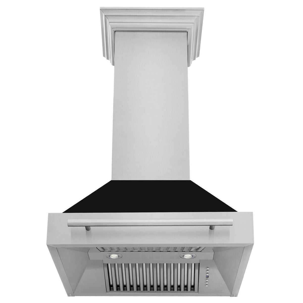 ZLINE 30 Inch Wall Mount Range Hood 400 CFM Stainless Steel Black Matte Shell Stainless Steel Handle (8654STX-BLM-30)