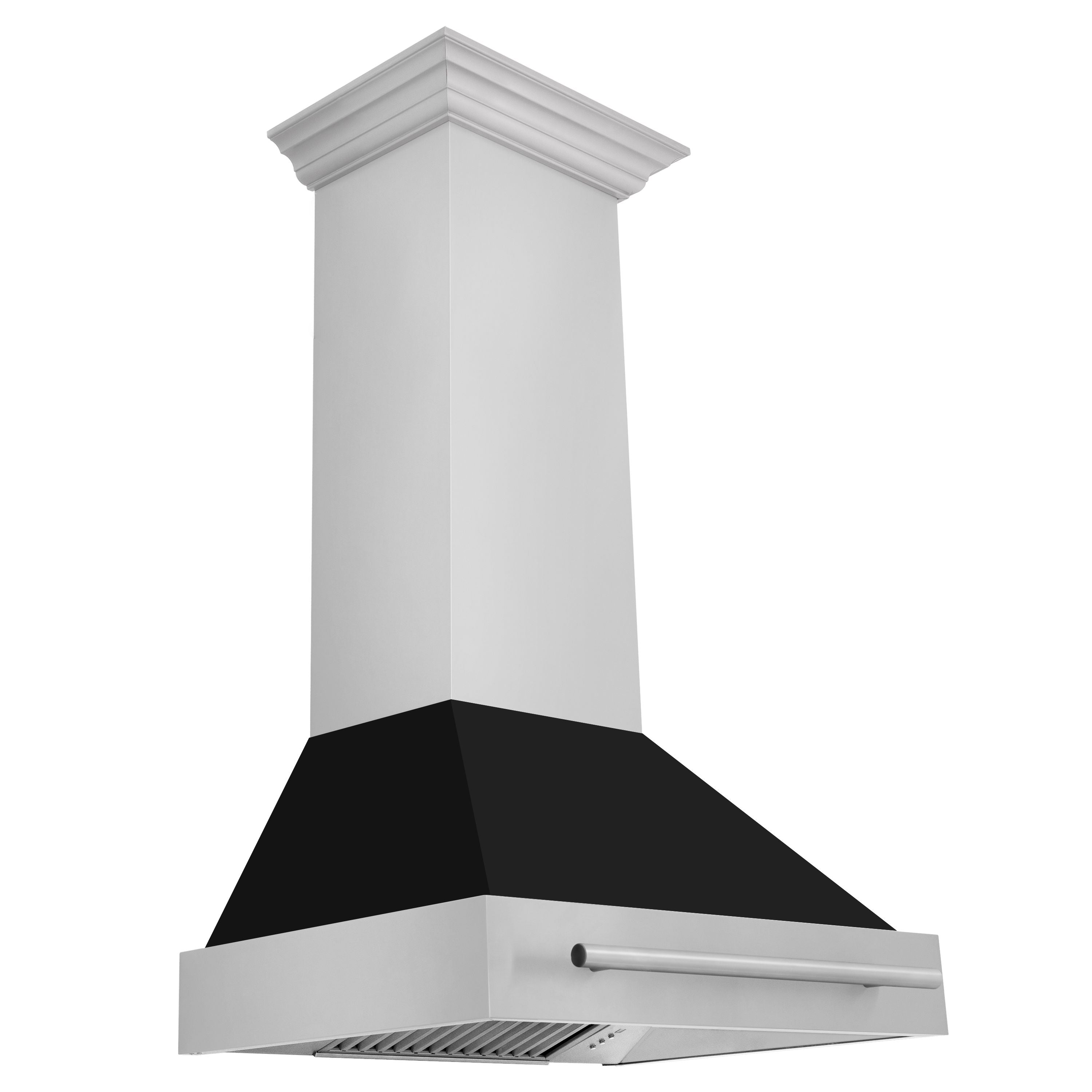 ZLINE 30 Inch Wall Mount Range Hood 400 CFM Stainless Steel Black Matte Shell Stainless Steel Handle (8654STX-BLM-30)
