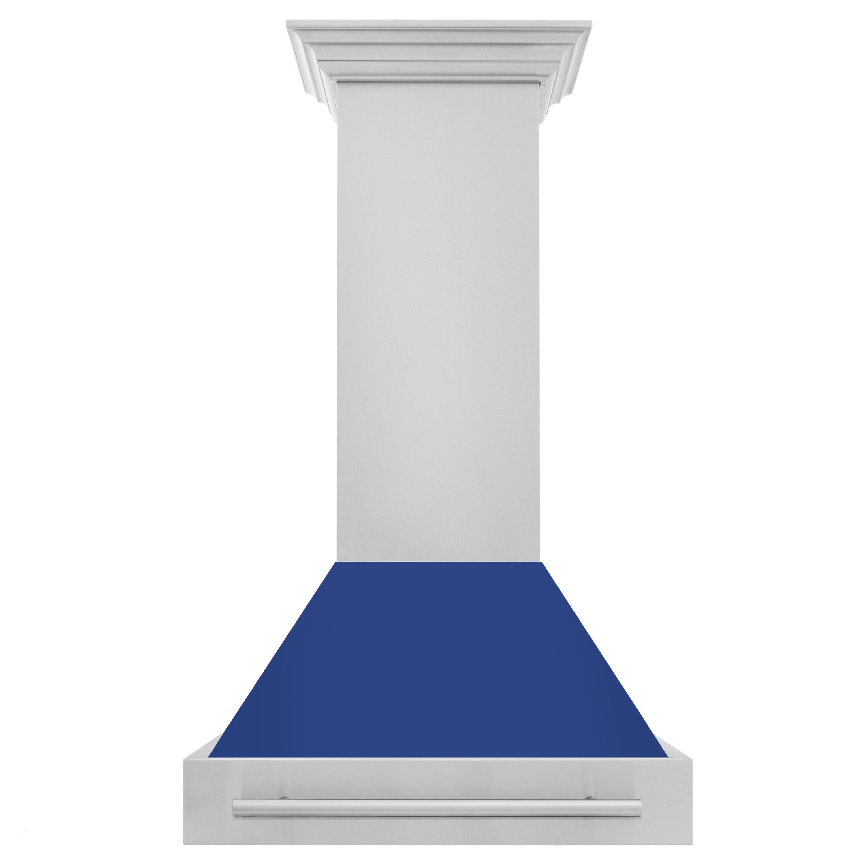 ZLINE 30 Inch Wall Mount Range Hood 4-Speed 400 CFM Stainless Steel Blue Matte Shell LED Lighting (8654STX-BM-30)ZLINE 30 Inch Wall Mount Range Hood 4-Speed 400 CFM Stainless Steel Blue Matte Shell LED Lighting (8654STX-BM-30)