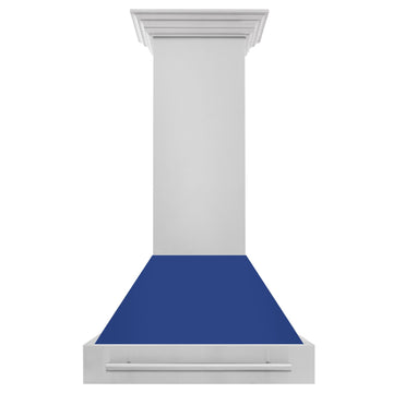ZLINE 30 Inch Wall Mount Range Hood 4-Speed 400 CFM Stainless Steel Blue Matte Shell LED Lighting (8654STX-BM-30)ZLINE 30 Inch Wall Mount Range Hood 4-Speed 400 CFM Stainless Steel Blue Matte Shell LED Lighting (8654STX-BM-30)