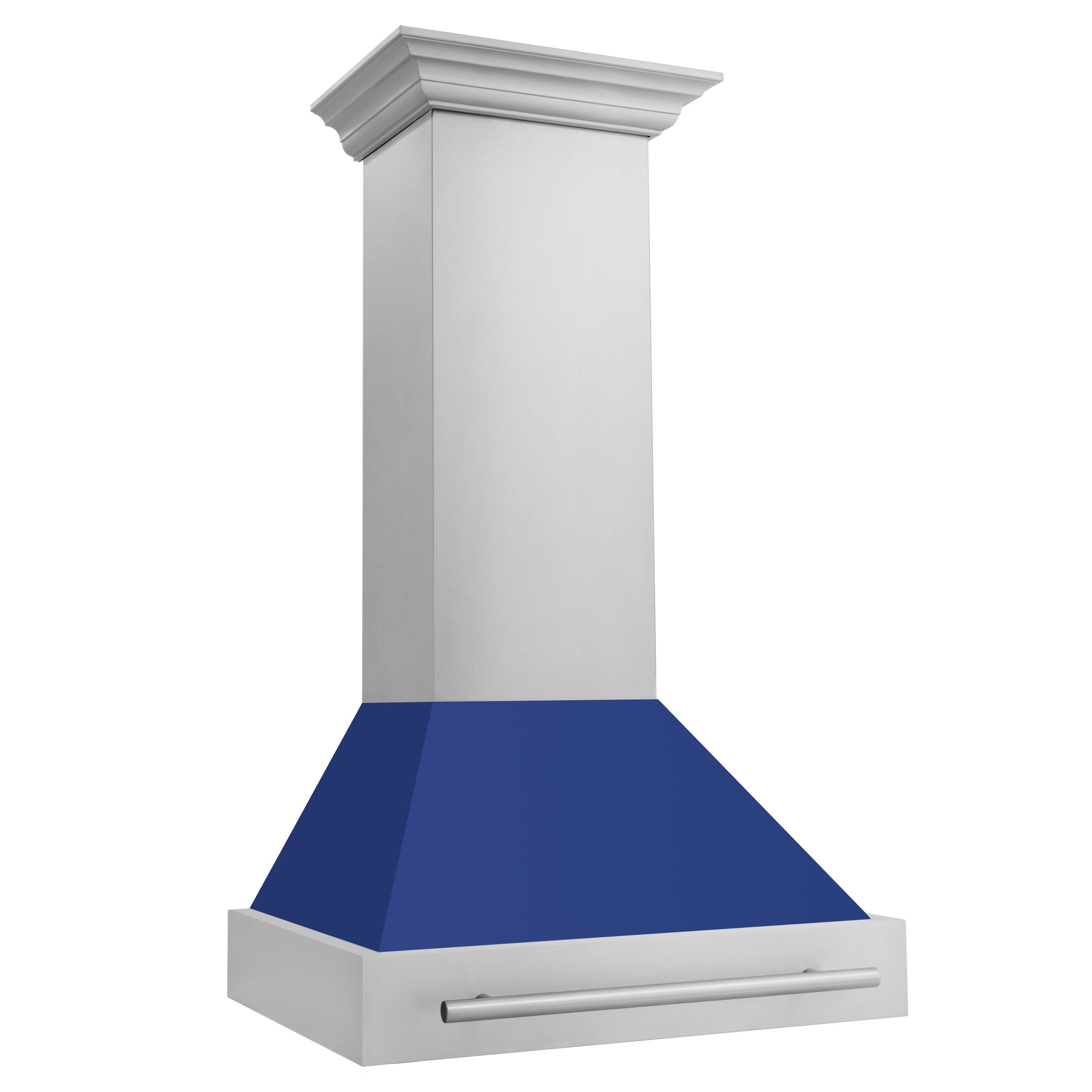 ZLINE 30 Inch Wall Mount Range Hood 4-Speed 400 CFM Stainless Steel Blue Matte Shell LED Lighting (8654STX-BM-30)ZLINE 30 Inch Wall Mount Range Hood 4-Speed 400 CFM Stainless Steel Blue Matte Shell LED Lighting (8654STX-BM-30)