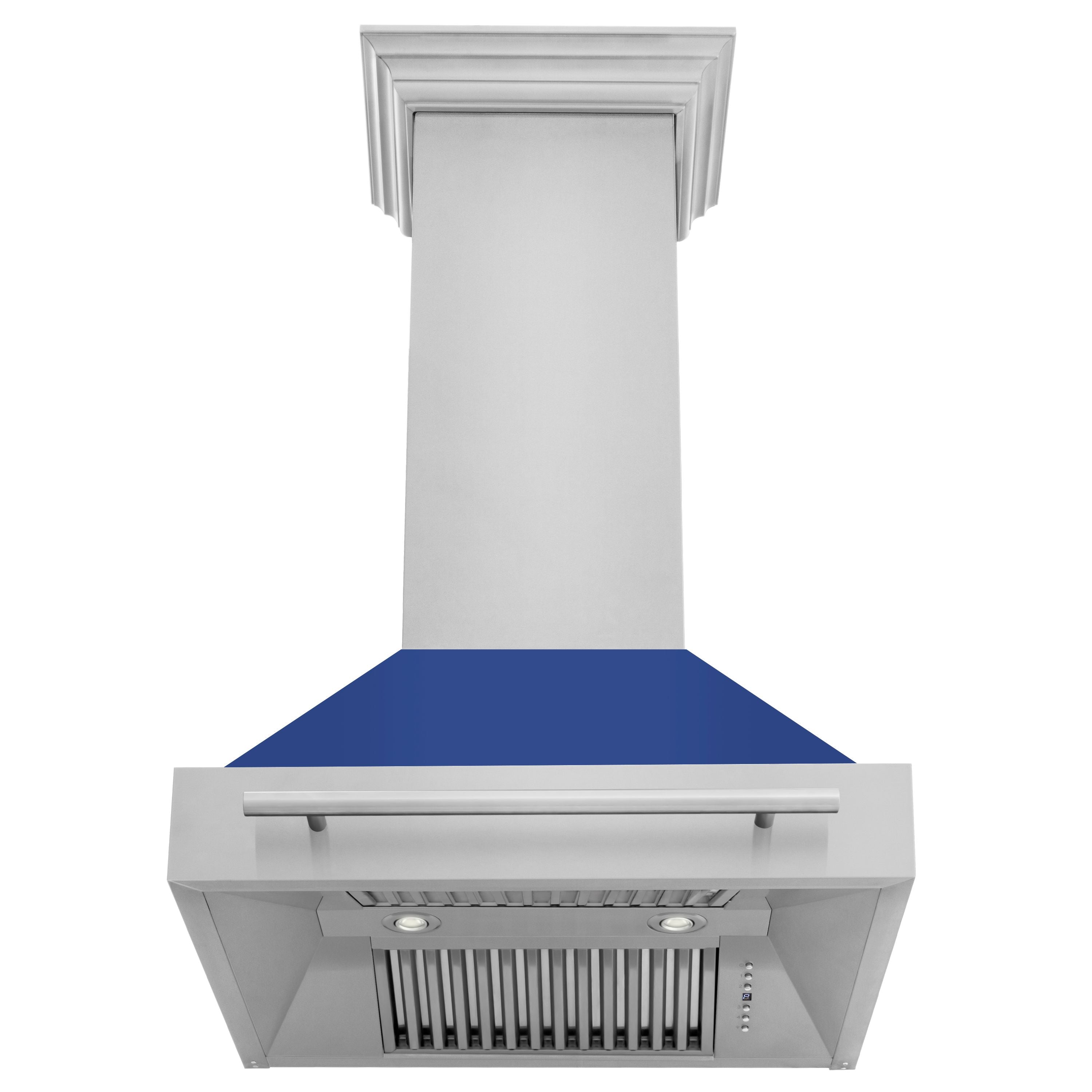 ZLINE 30 Inch Wall Mount Range Hood 4-Speed 400 CFM Stainless Steel Blue Matte Shell LED Lighting (8654STX-BM-30)ZLINE 30 Inch Wall Mount Range Hood 4-Speed 400 CFM Stainless Steel Blue Matte Shell LED Lighting (8654STX-BM-30)