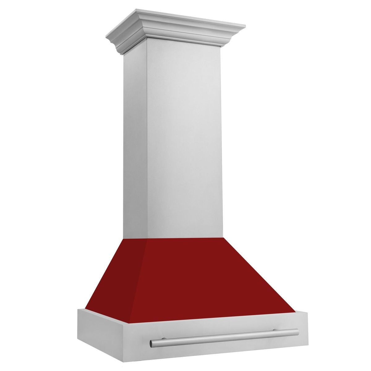 ZLINE 30 Inch Wall Mount Range Hood Stainless Steel Red Gloss Shell 4-Speed Fan LED Lighting (8654STX-RG-30)