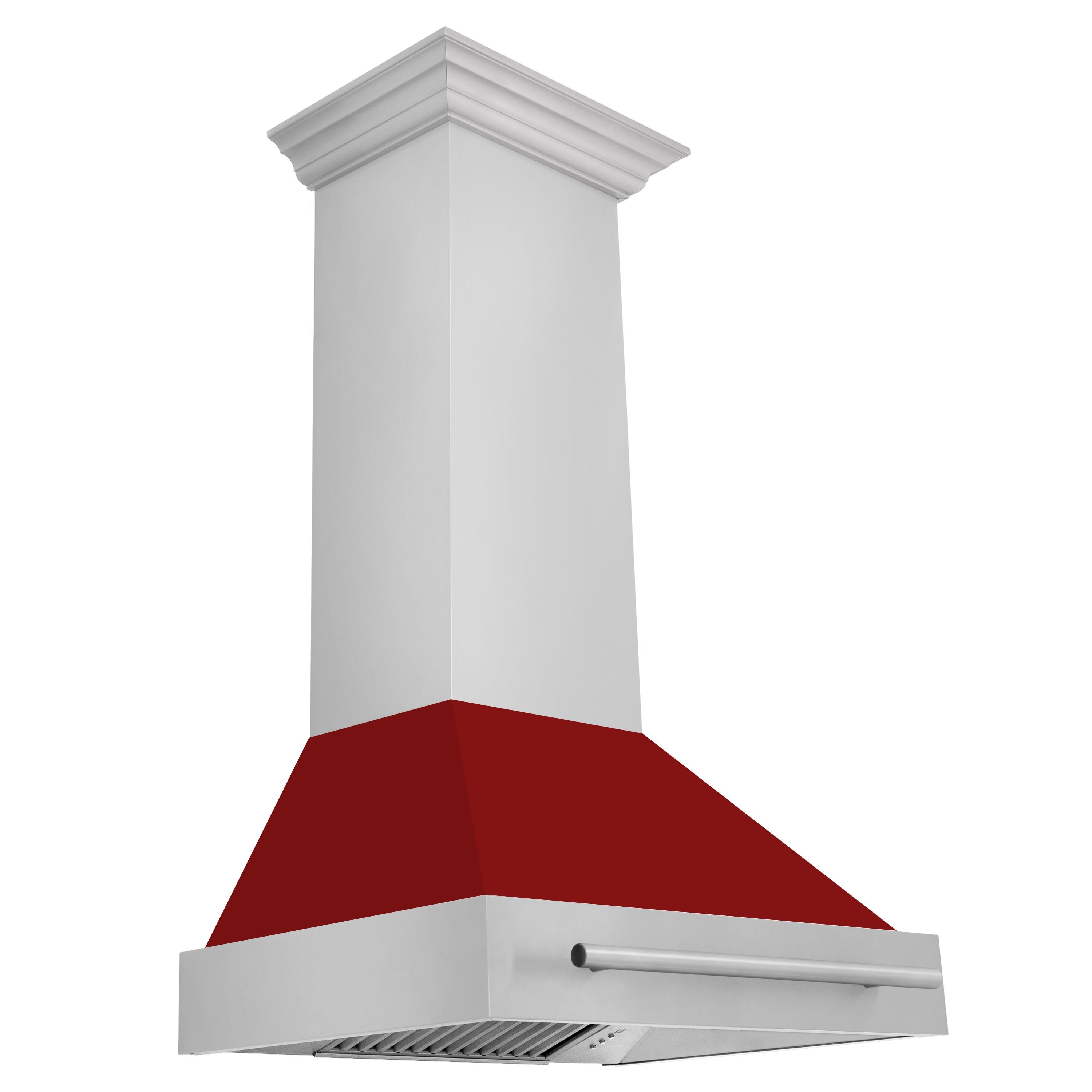ZLINE 30 Inch Wall Mount Range Hood Stainless Steel Red Gloss Shell 4-Speed Fan LED Lighting (8654STX-RG-30)