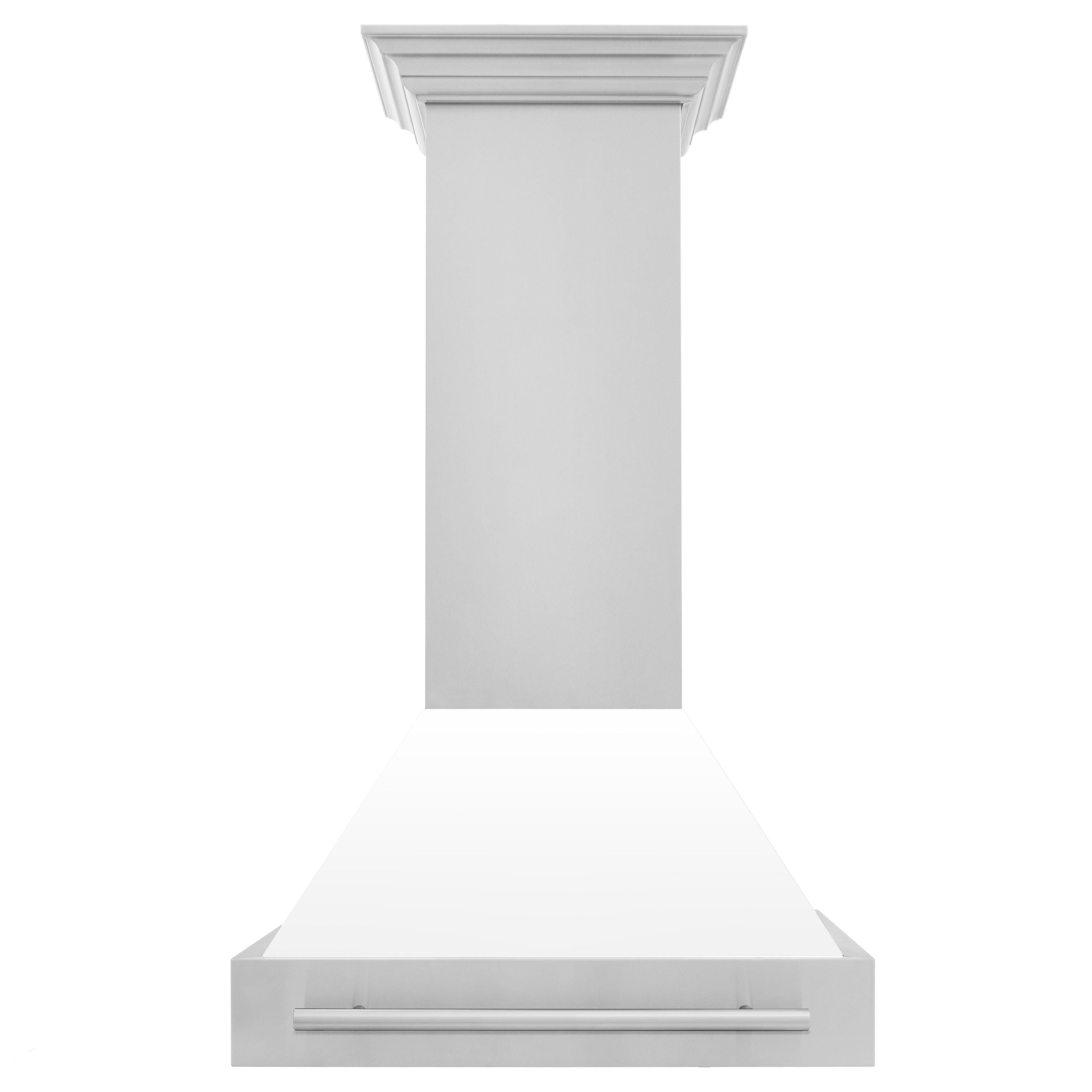 ZLINE 30 Inch Wall Mount Range Hood Stainless Steel White Matte Shell 4-Speed Ventilation (8654STX-WM-30)
