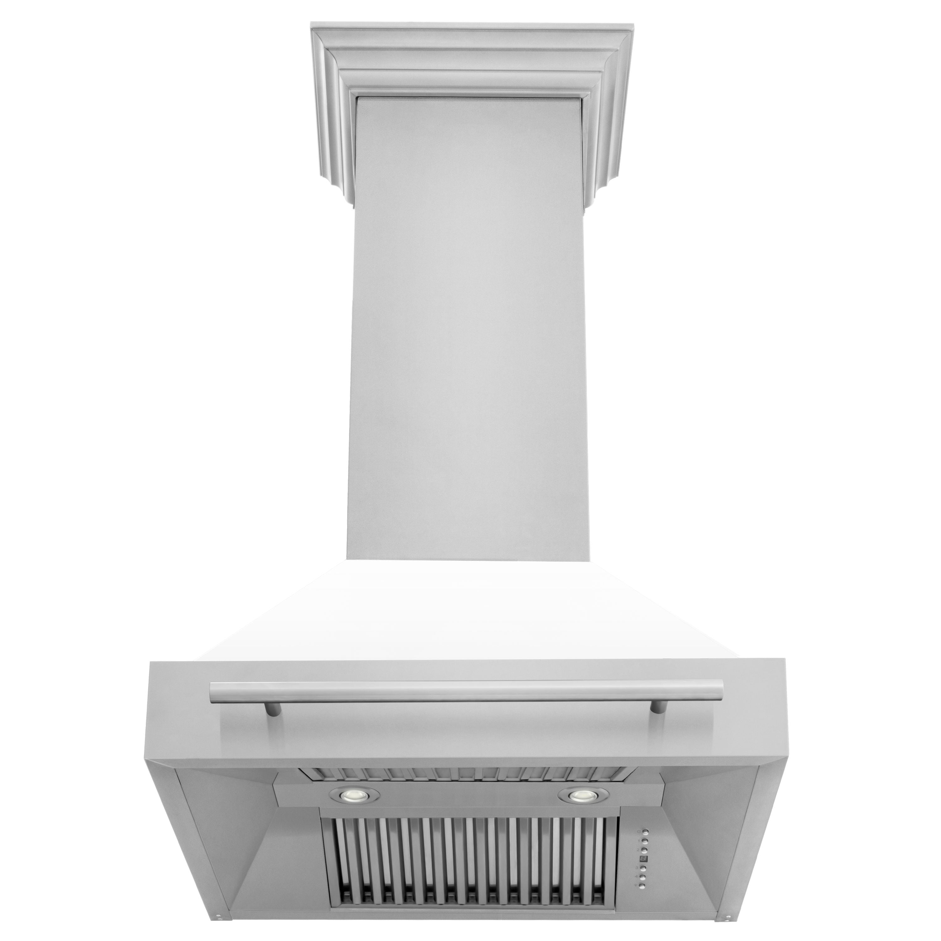 ZLINE 30 Inch Wall Mount Range Hood Stainless Steel White Matte Shell 4-Speed Ventilation (8654STX-WM-30)