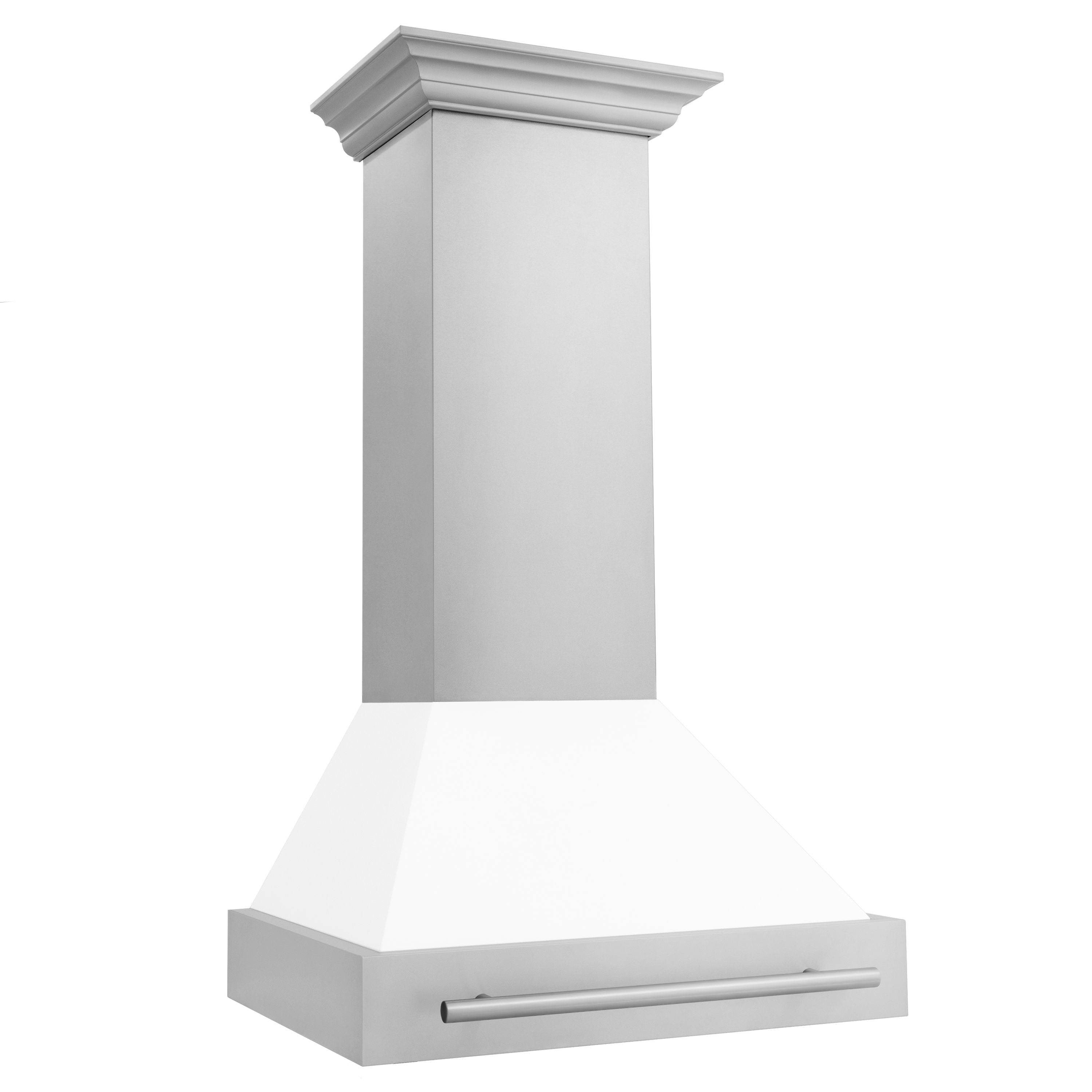 ZLINE 30 Inch Wall Mount Range Hood Stainless Steel White Matte Shell 4-Speed Ventilation (8654STX-WM-30)