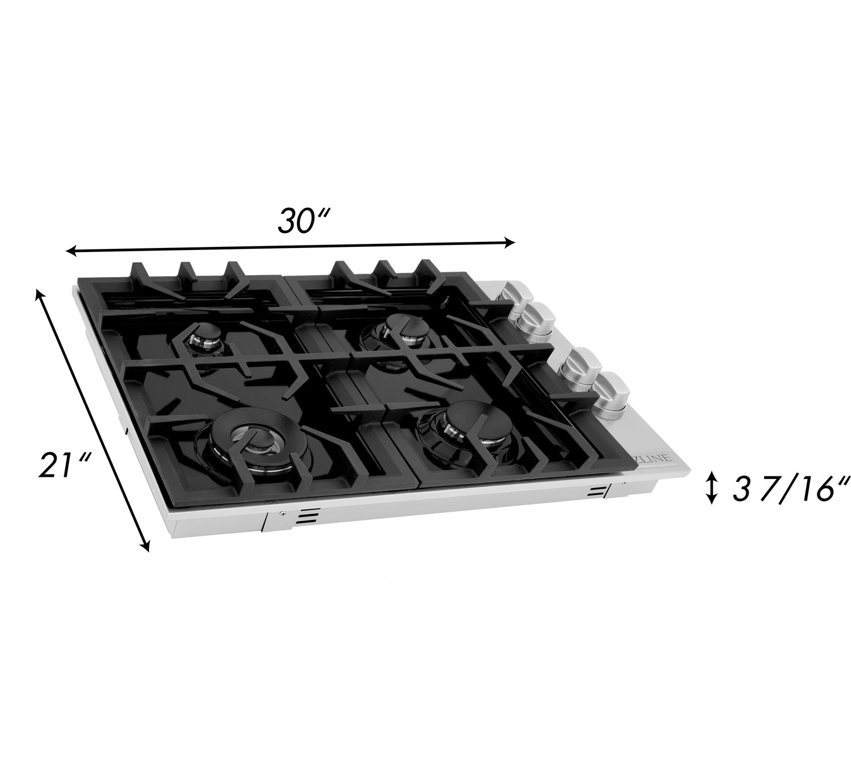 ZLINE 30" Gas Cooktop with 4 Gas Burners and Black Porcelain Top, RC30-PBT