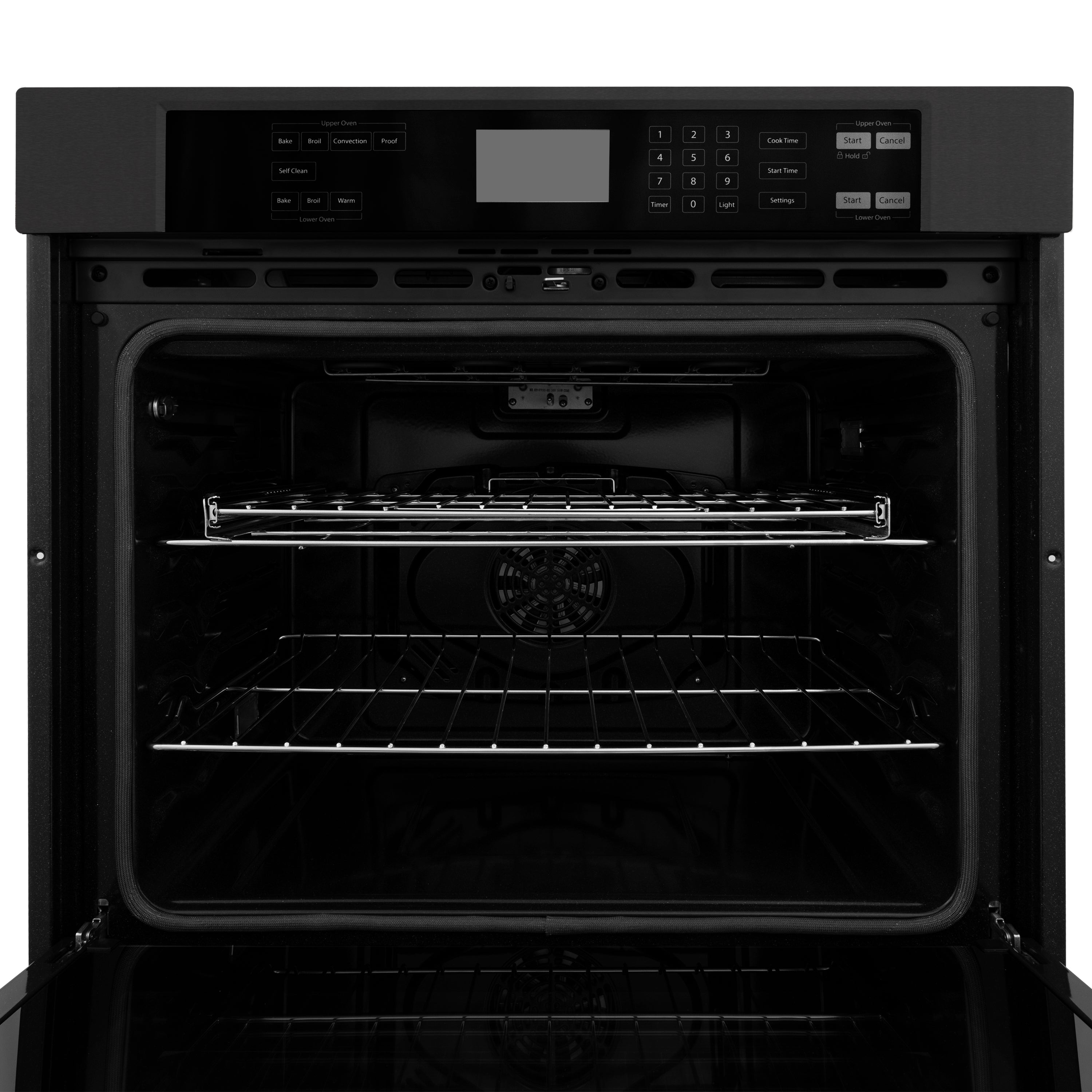 ZLINE Appliance Package - 36" Rangetop, Range Hood, Refrigerator, Dishwasher, Double Wall Oven in Black Stainless