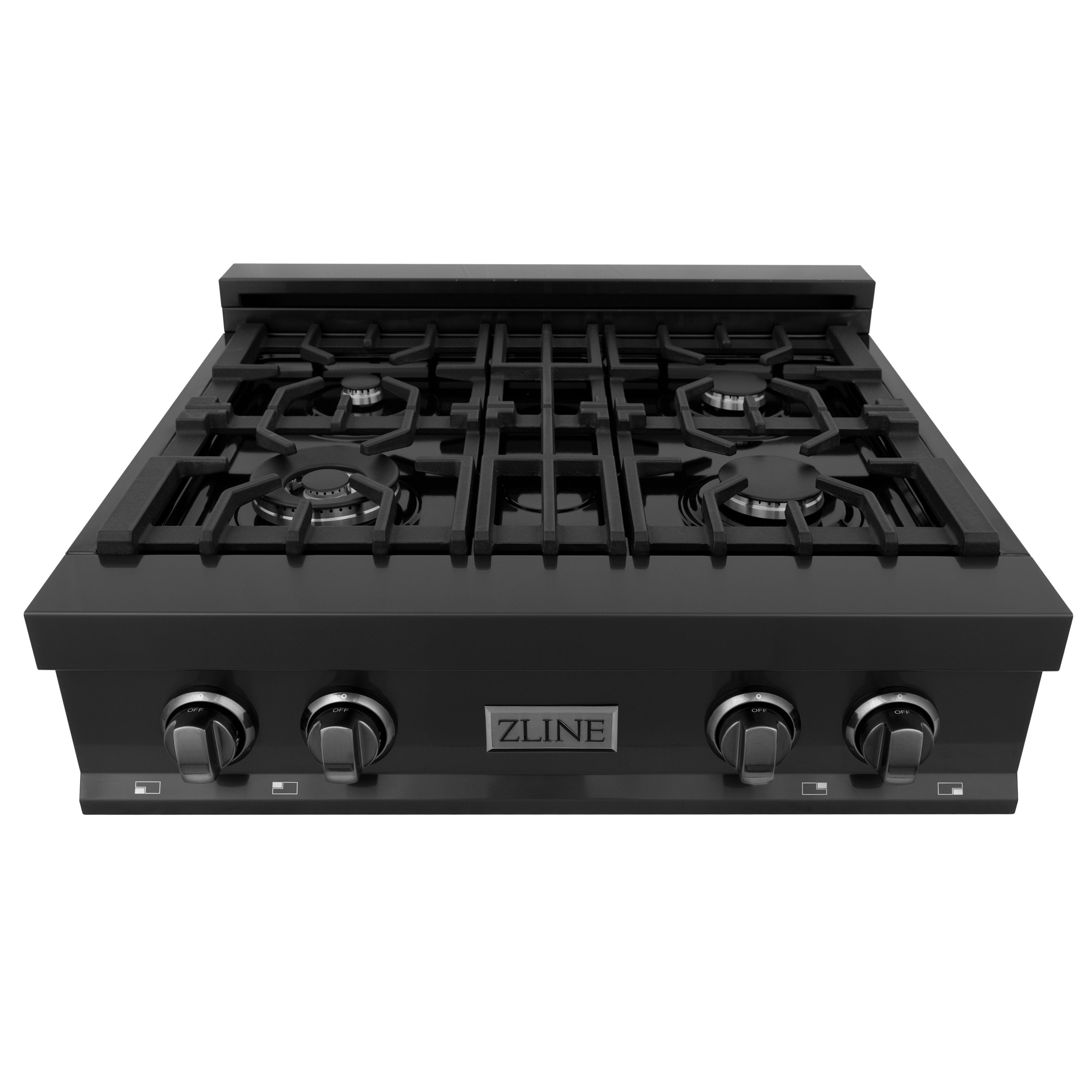 ZLINE Appliance Package - 30" Rangetop, Range Hood, Refrigerator, Dishwasher, Wall Oven in Black Stainless