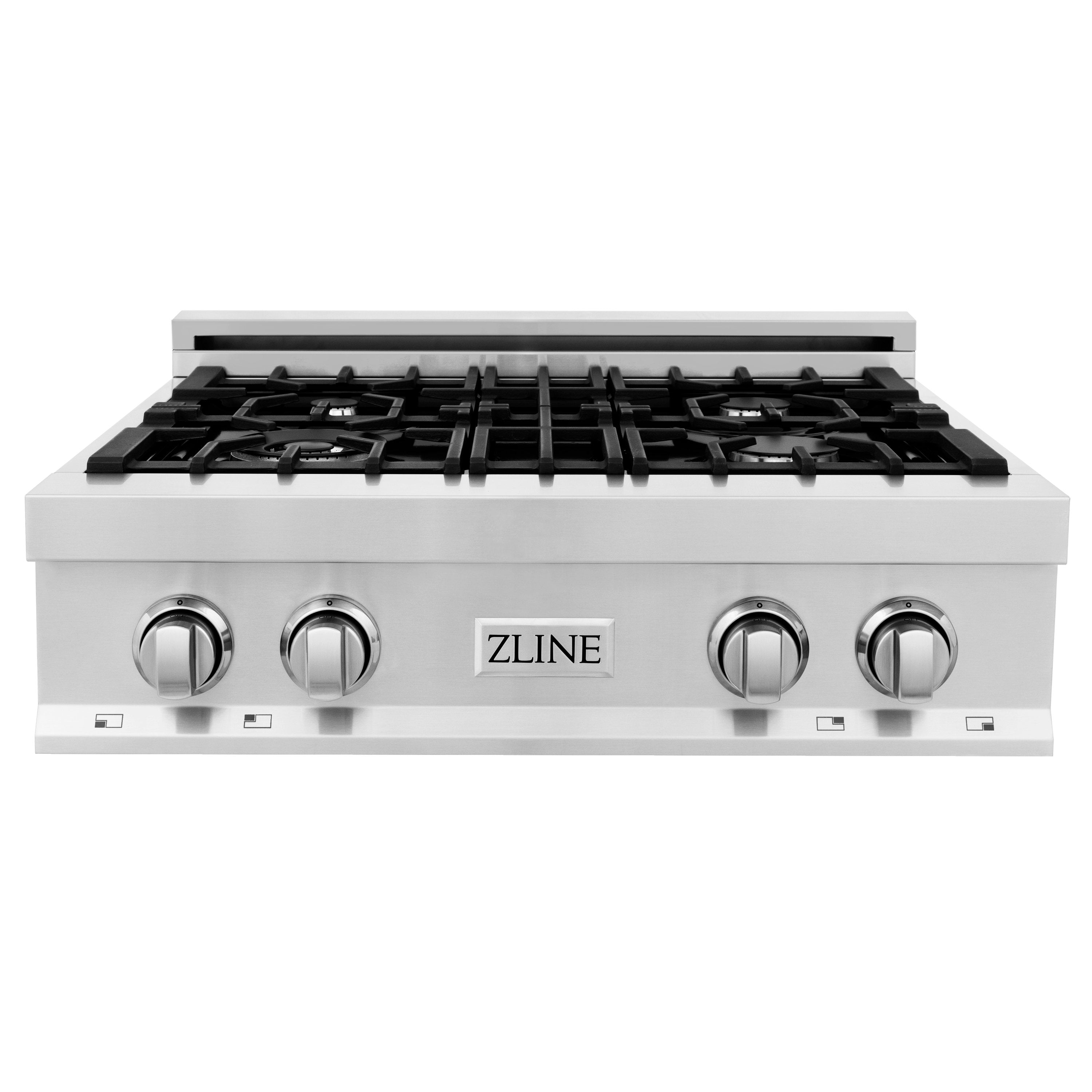 ZLINE Appliance Package - 30 In. Rangetop, Refrigerator with Water and Ice Dispenser, Microwave and Wall Oven in Stainless Steel, 4KPRW-RT30-MWAWS