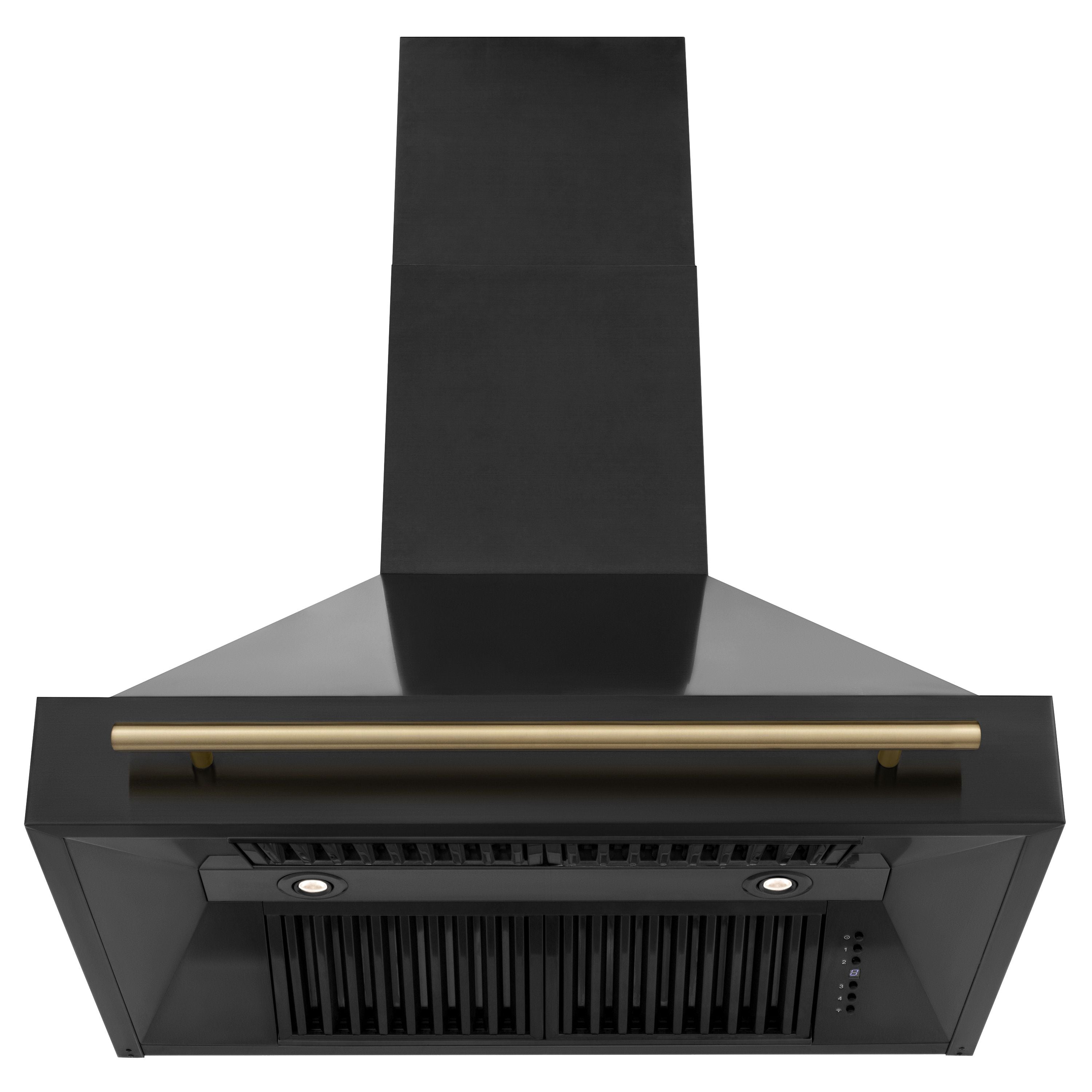 ZLINE 36 in Wall Mount Range Hood 700 CFM Black Stainless Steel Champagne Bronze Handle (BS655Z-36-CB)