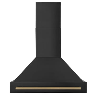 ZLINE 36 in Wall Mount Range Hood 700 CFM Black Stainless Steel Champagne Bronze Handle (BS655Z-36-CB)