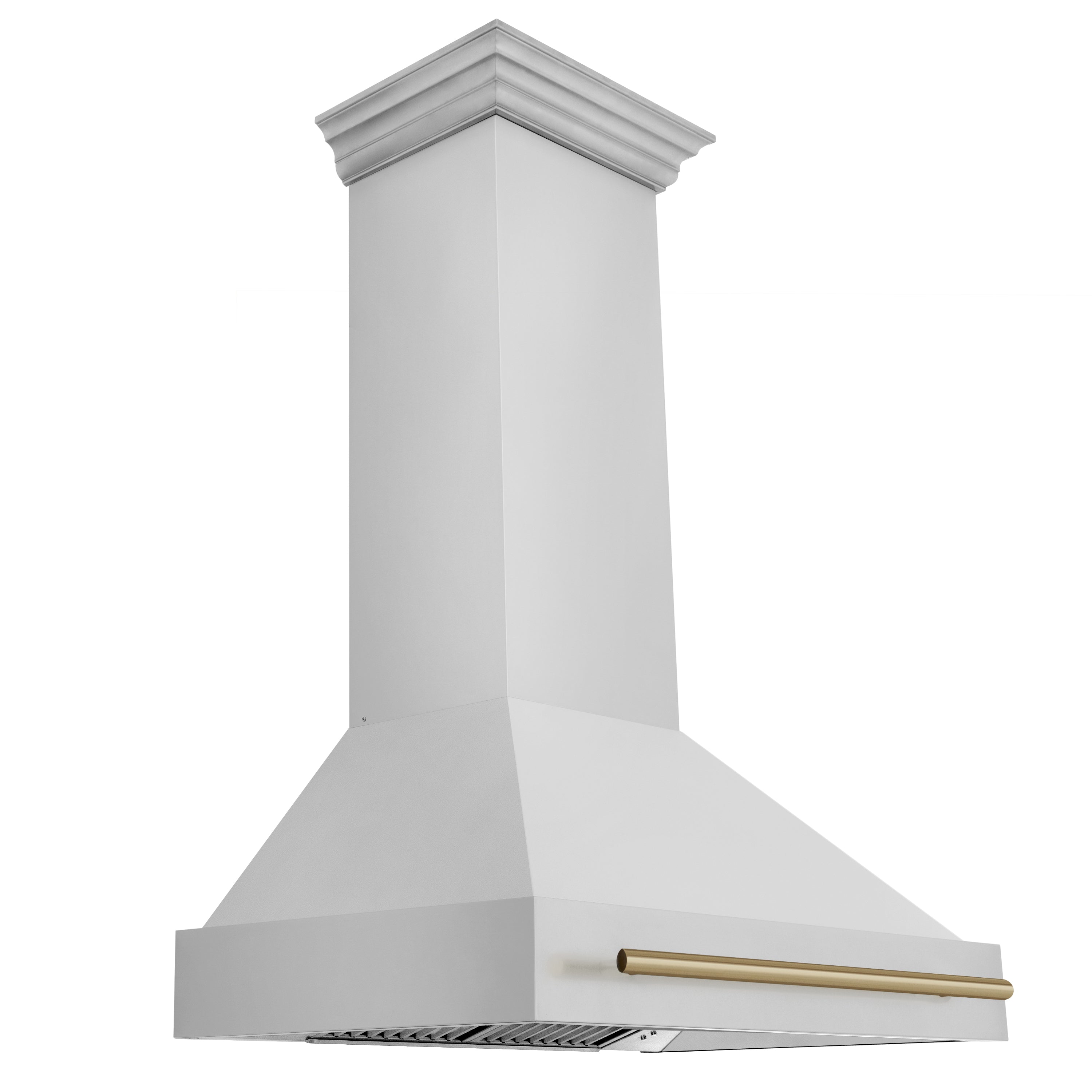 ZLINE 36 Inch Wall Mount Range Hood Stainless Steel Champagne Bronze Handle 8654STZ-36-CB