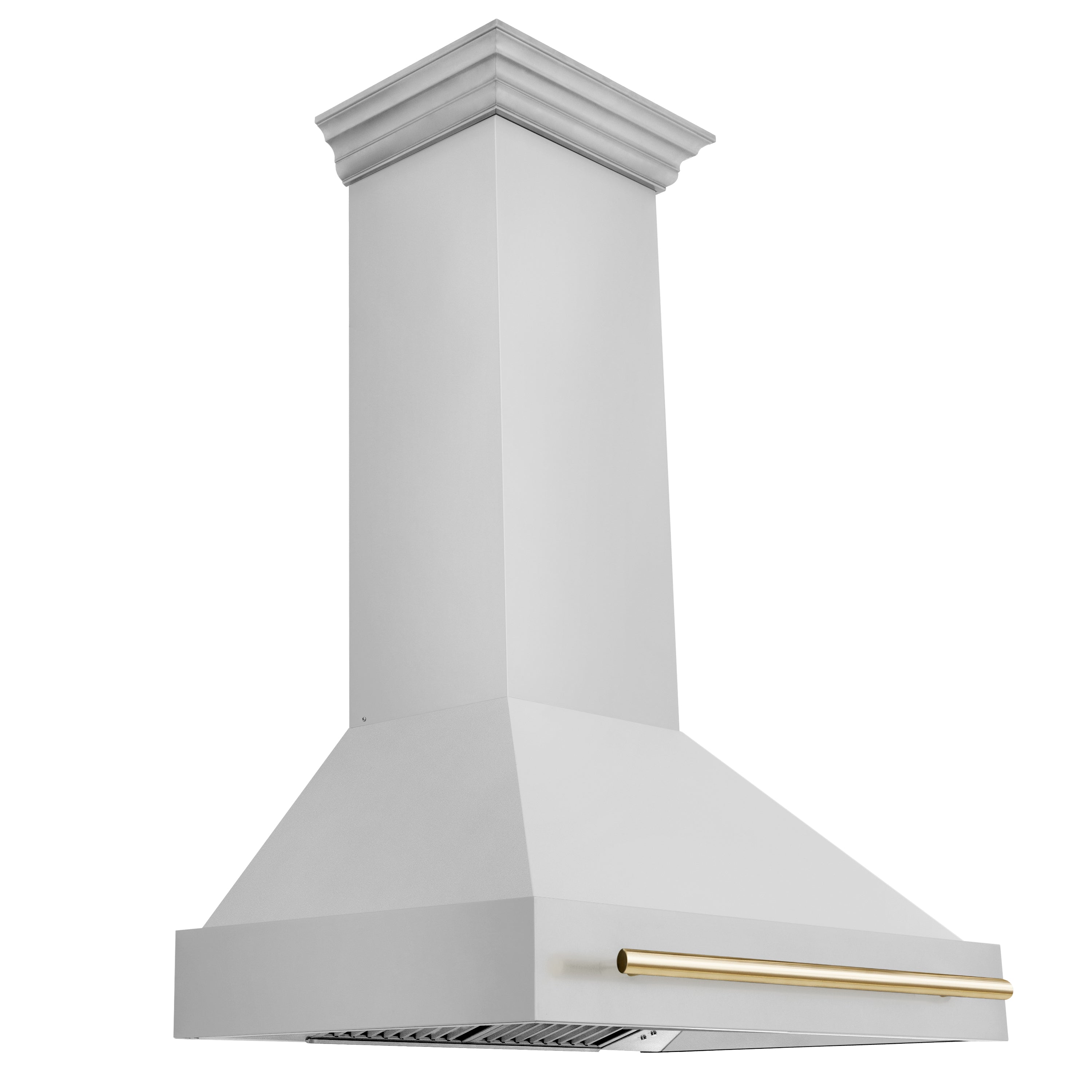 ZLINE 36 Inch Wall Mount Range Hood Stainless Steel Gold Handle Autograph Edition (8654STZ-36-G)