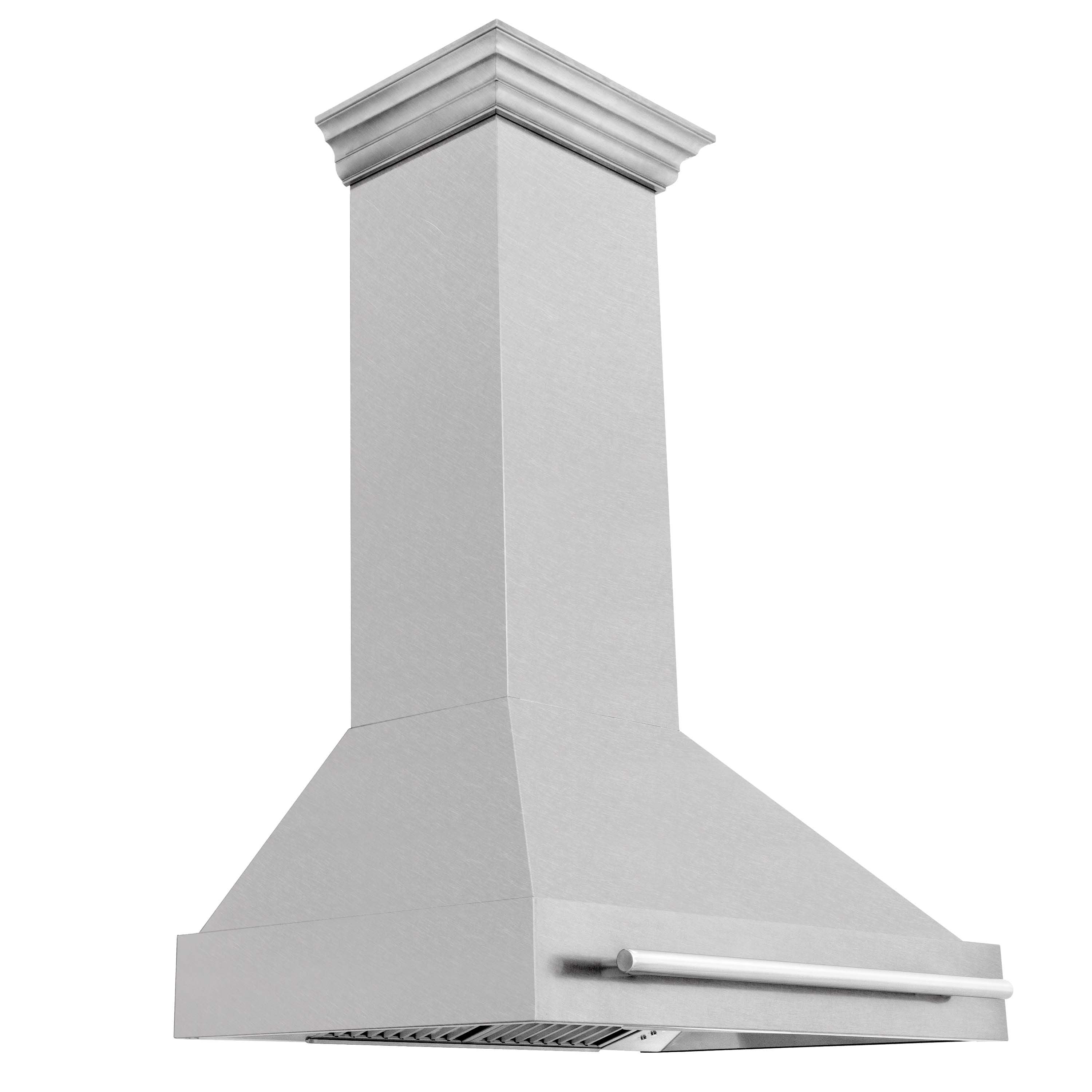 ZLINE 36 in. Wall Mount Range Hood Satin Stainless Steel 400 CFM Stainless Steel Handle (8654SNX-36)